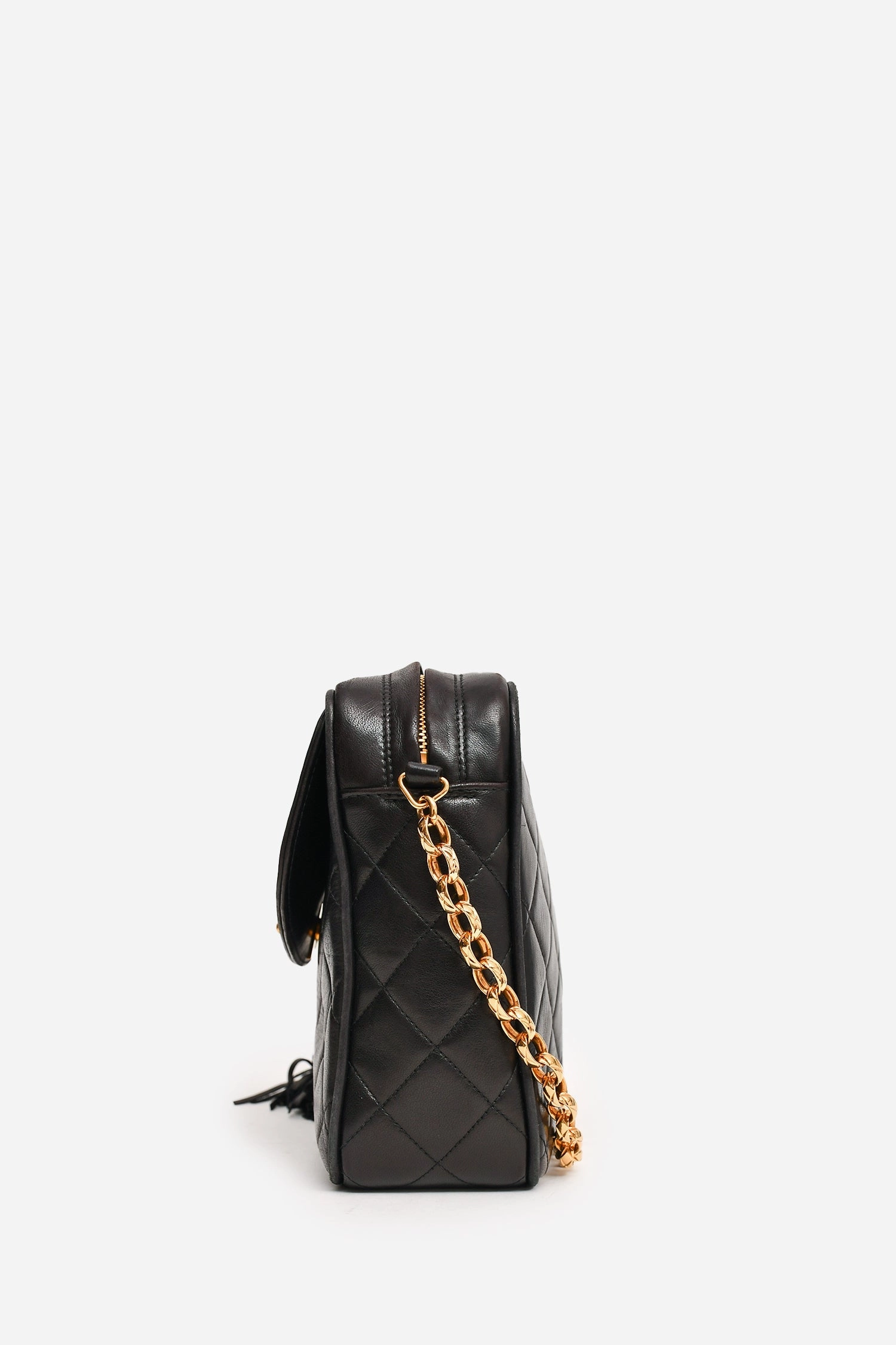 Pre-Loved Chanel? 1991-4 Black Leather Quilted Turn Lock Camera Crossbody