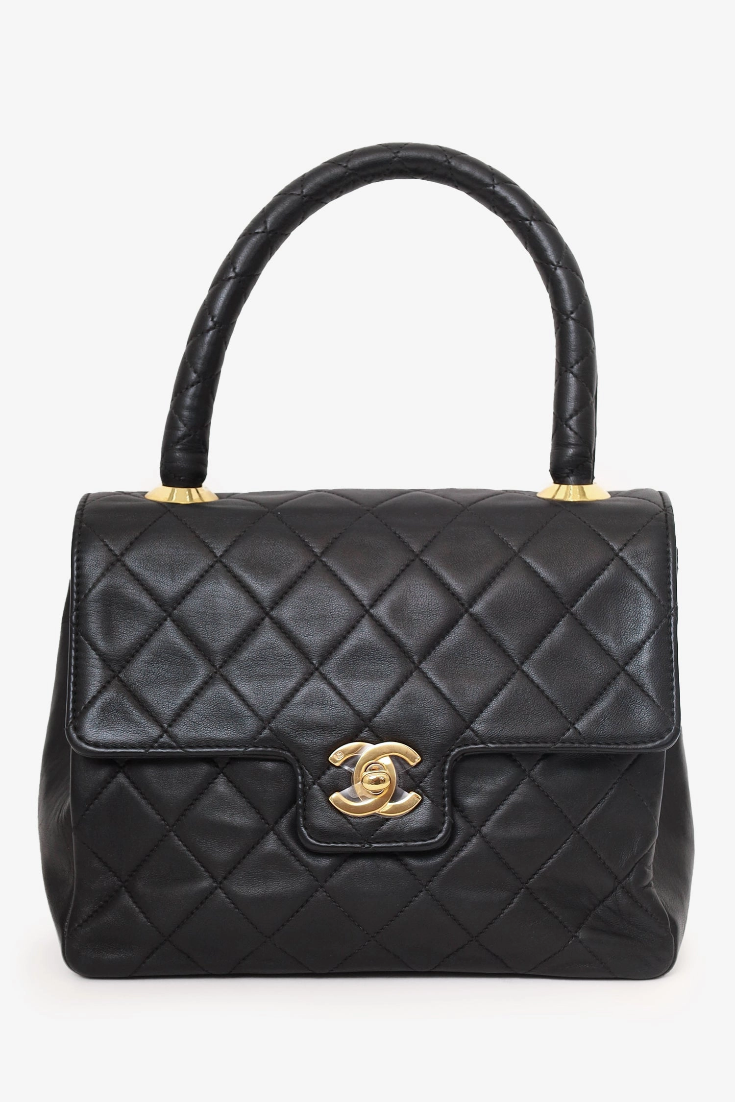 Pre-Loved Chanel? 1991-94 Black Quilted Lambskin Kelly Top Handle Bag