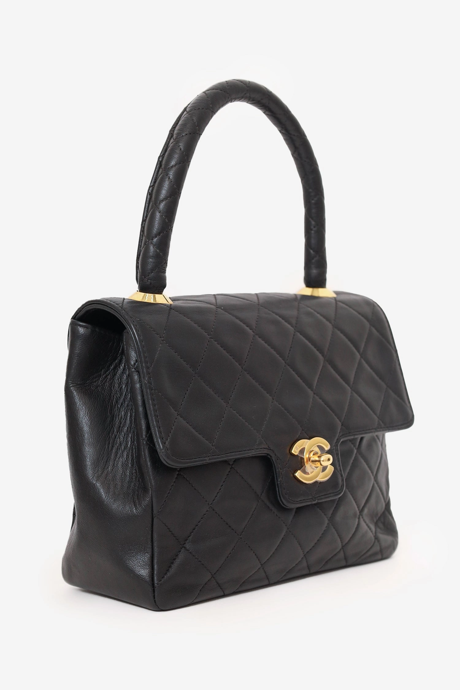 Pre-Loved Chanel? 1991-94 Black Quilted Lambskin Kelly Top Handle Bag
