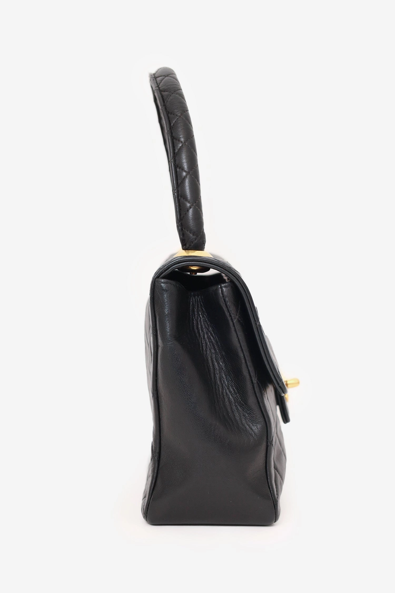 Pre-Loved Chanel? 1991-94 Black Quilted Lambskin Kelly Top Handle Bag