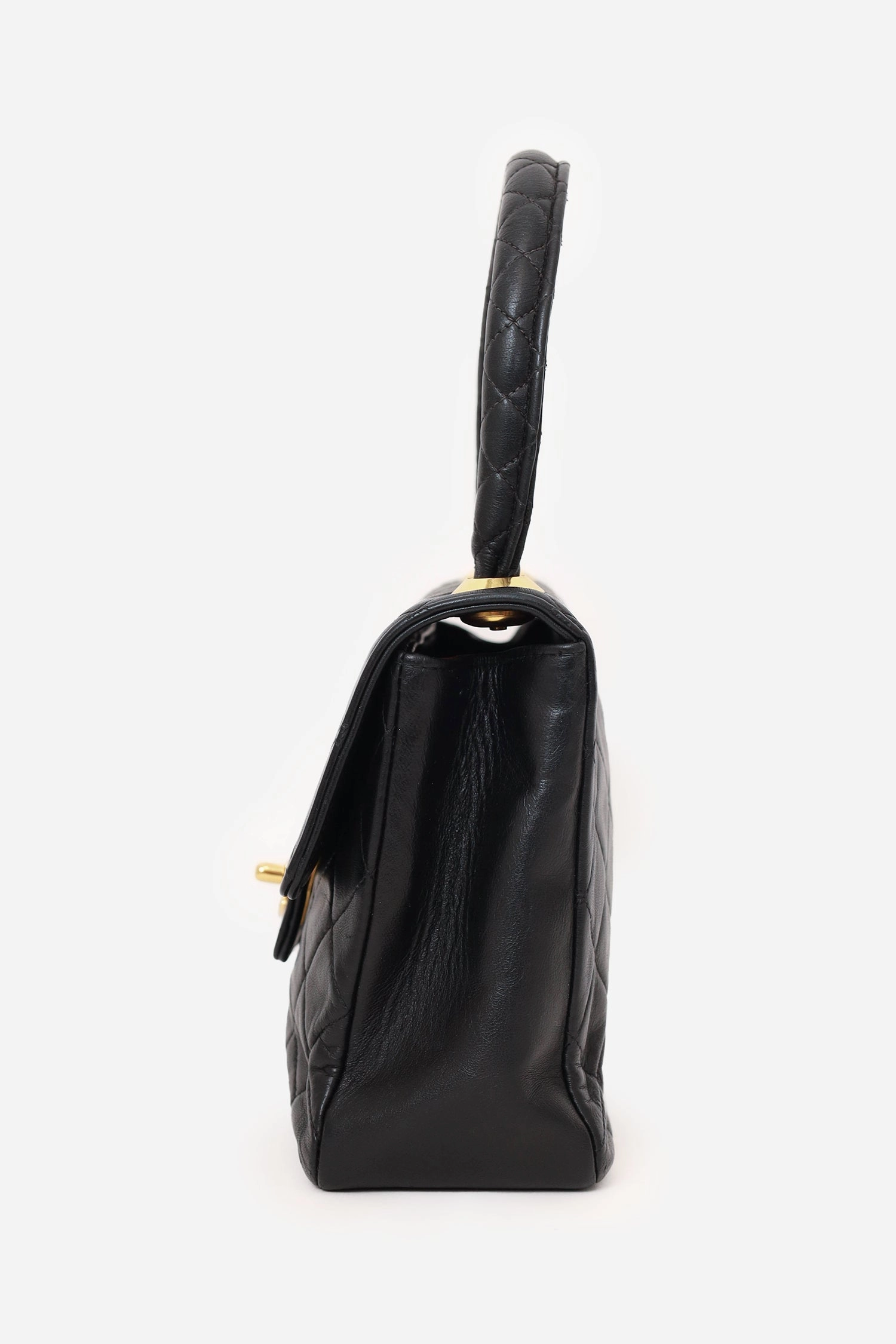 Pre-Loved Chanel? 1991-94 Black Quilted Lambskin Kelly Top Handle Bag