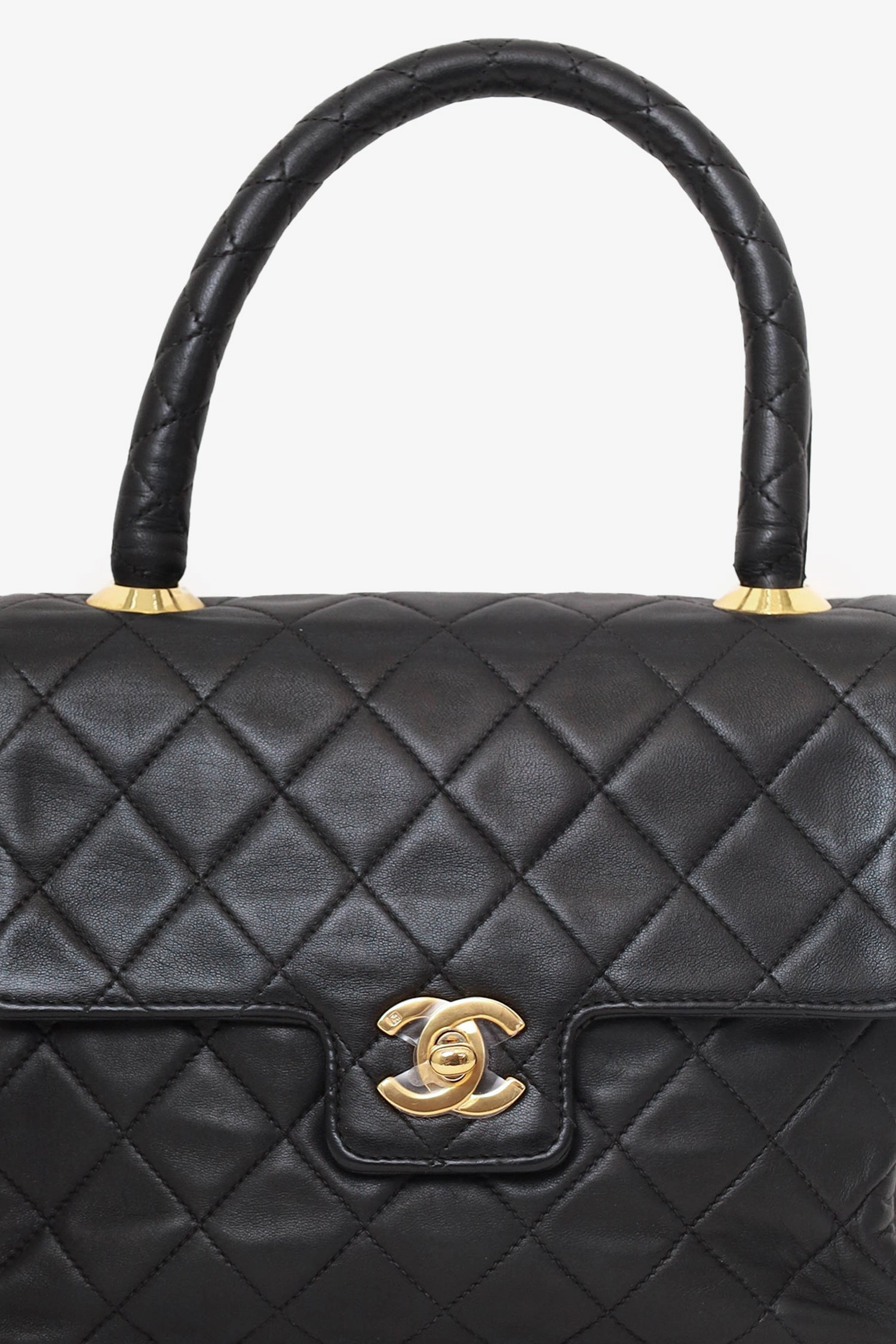 Pre-Loved Chanel? 1991-94 Black Quilted Lambskin Kelly Top Handle Bag