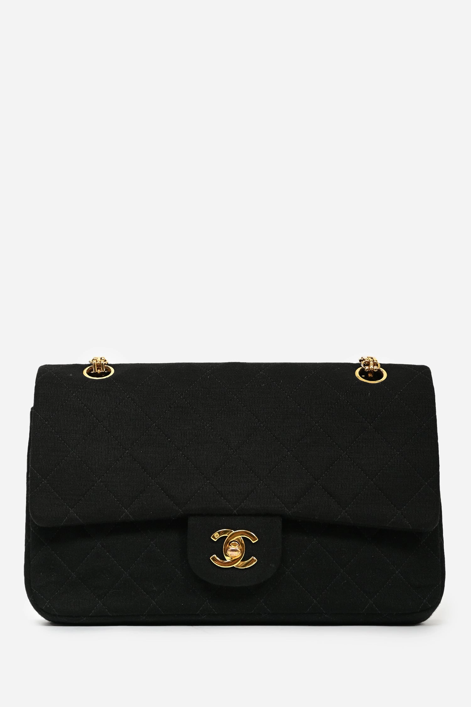 Pre-Loved Chanel? 1994-96 Black Quilted Jersey Medium Double Flap GHW