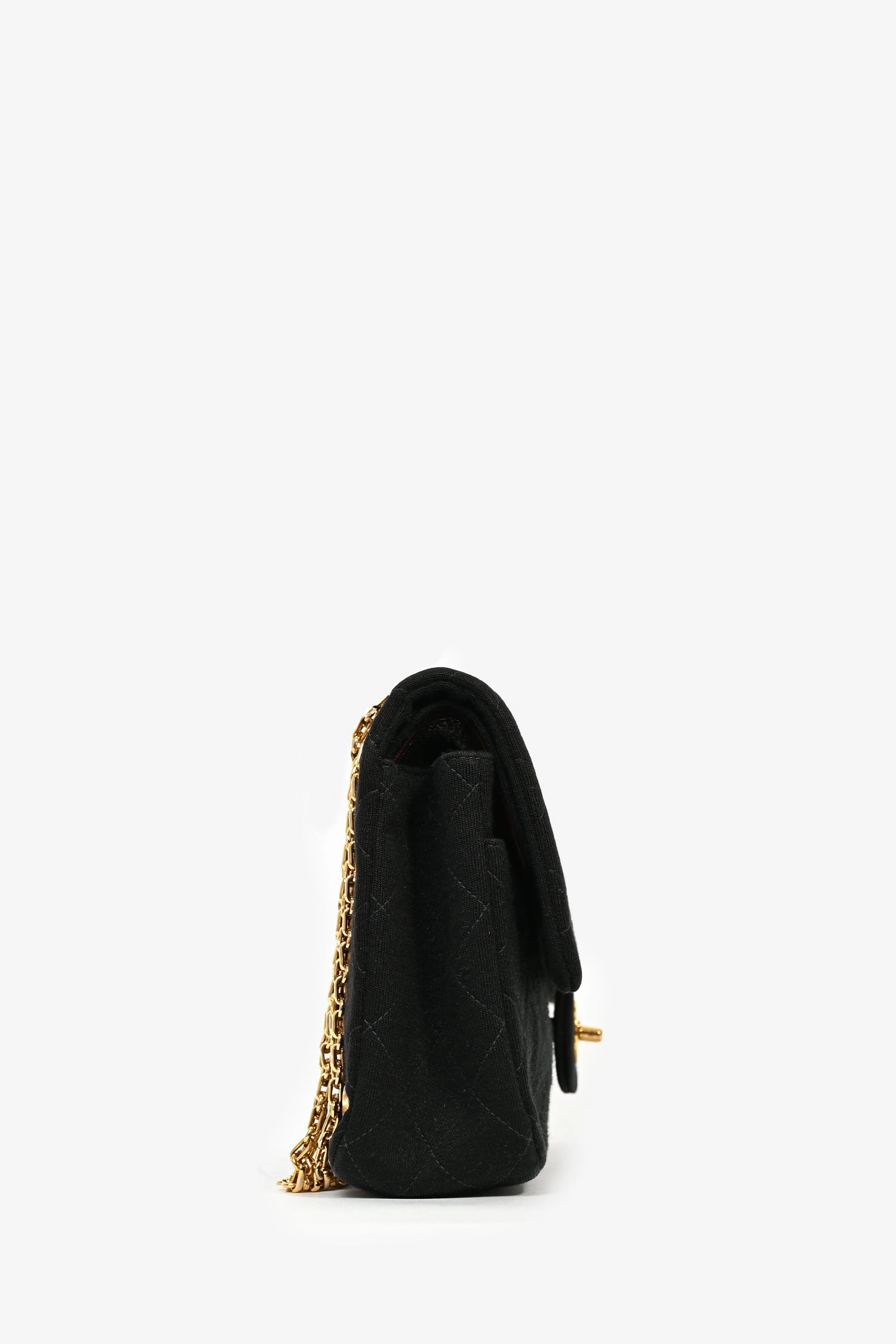 Pre-Loved Chanel? 1994-96 Black Quilted Jersey Medium Double Flap GHW