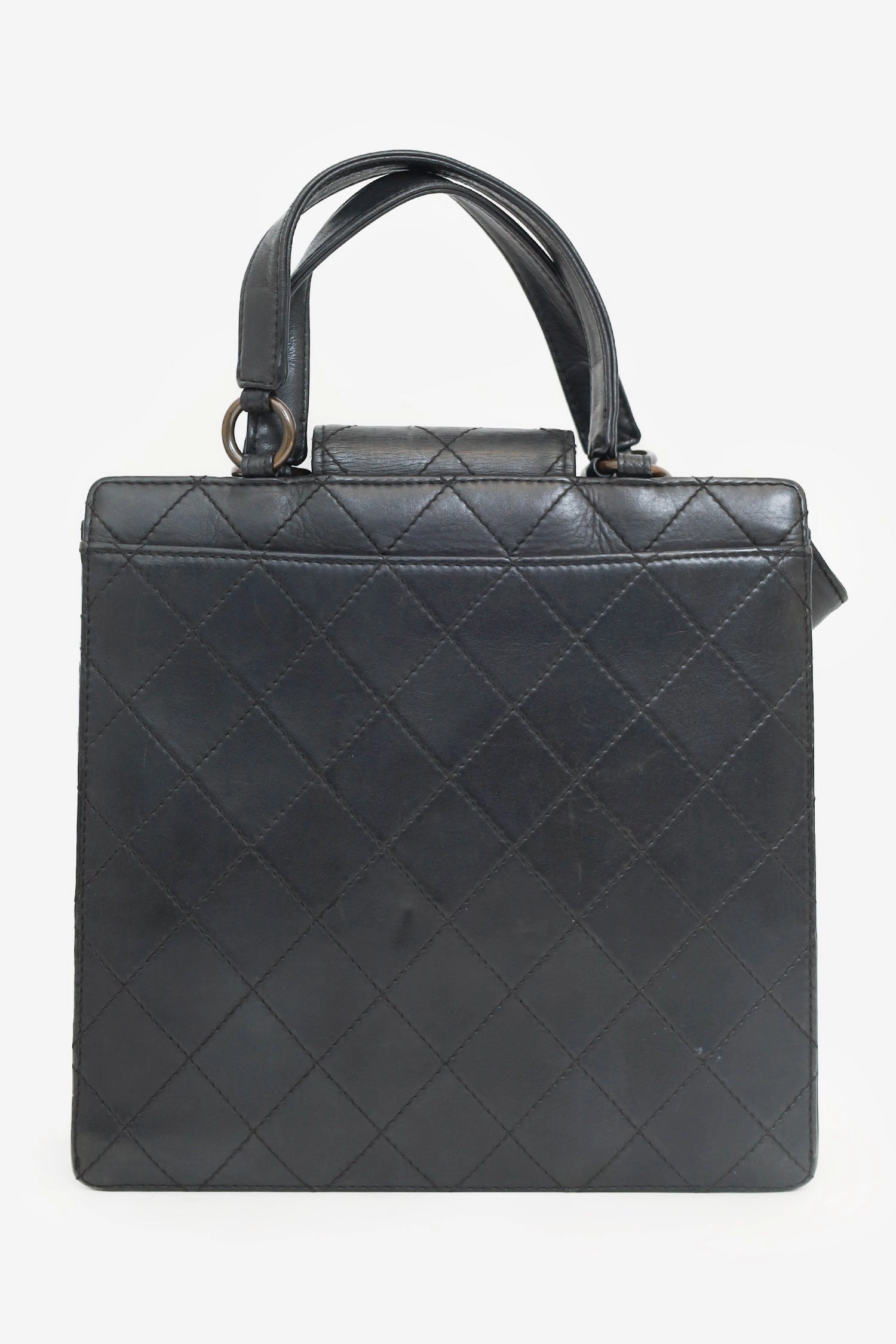 Pre-Loved Chanel? 1996-97 Black Leather Matelasse Coco Mark Tote