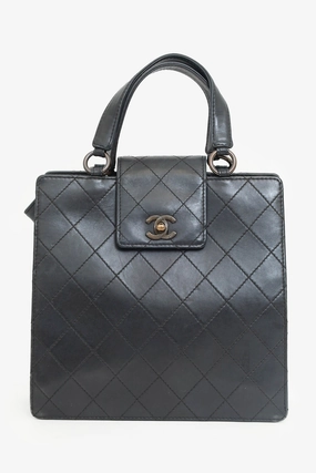 Pre-Loved Chanel? 1996-97 Black Leather Matelasse Coco Mark Tote