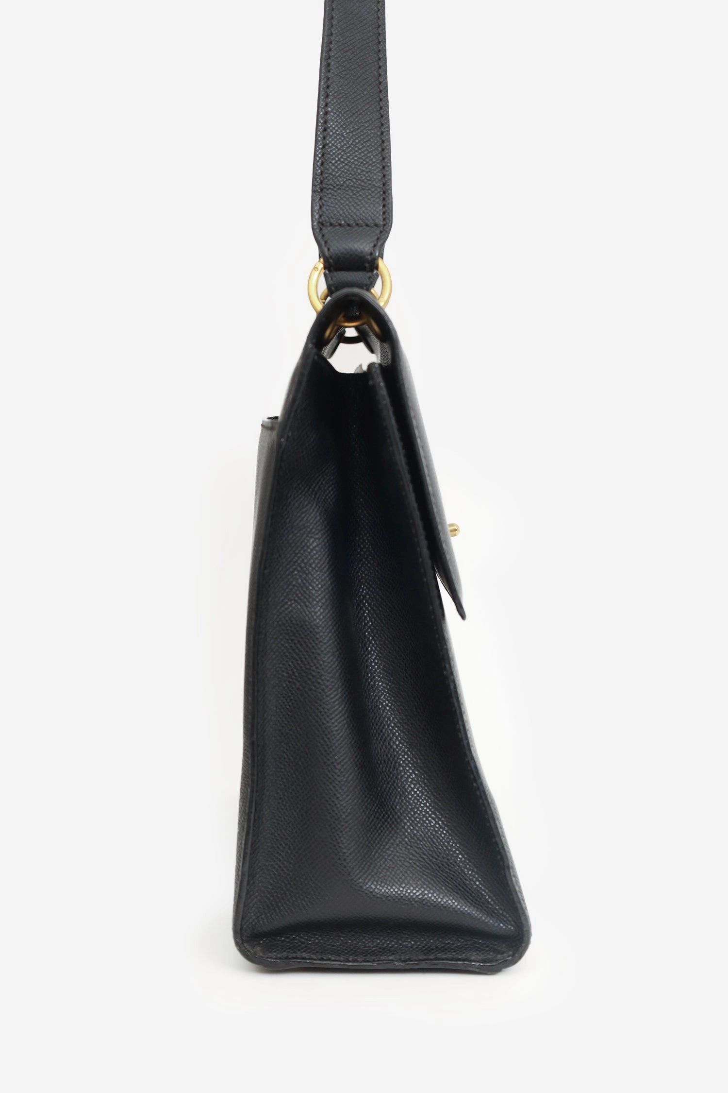 Pre-Loved Chanel? 1997-99 Black Caviar Leather Straight Flap Shoulder Bag
