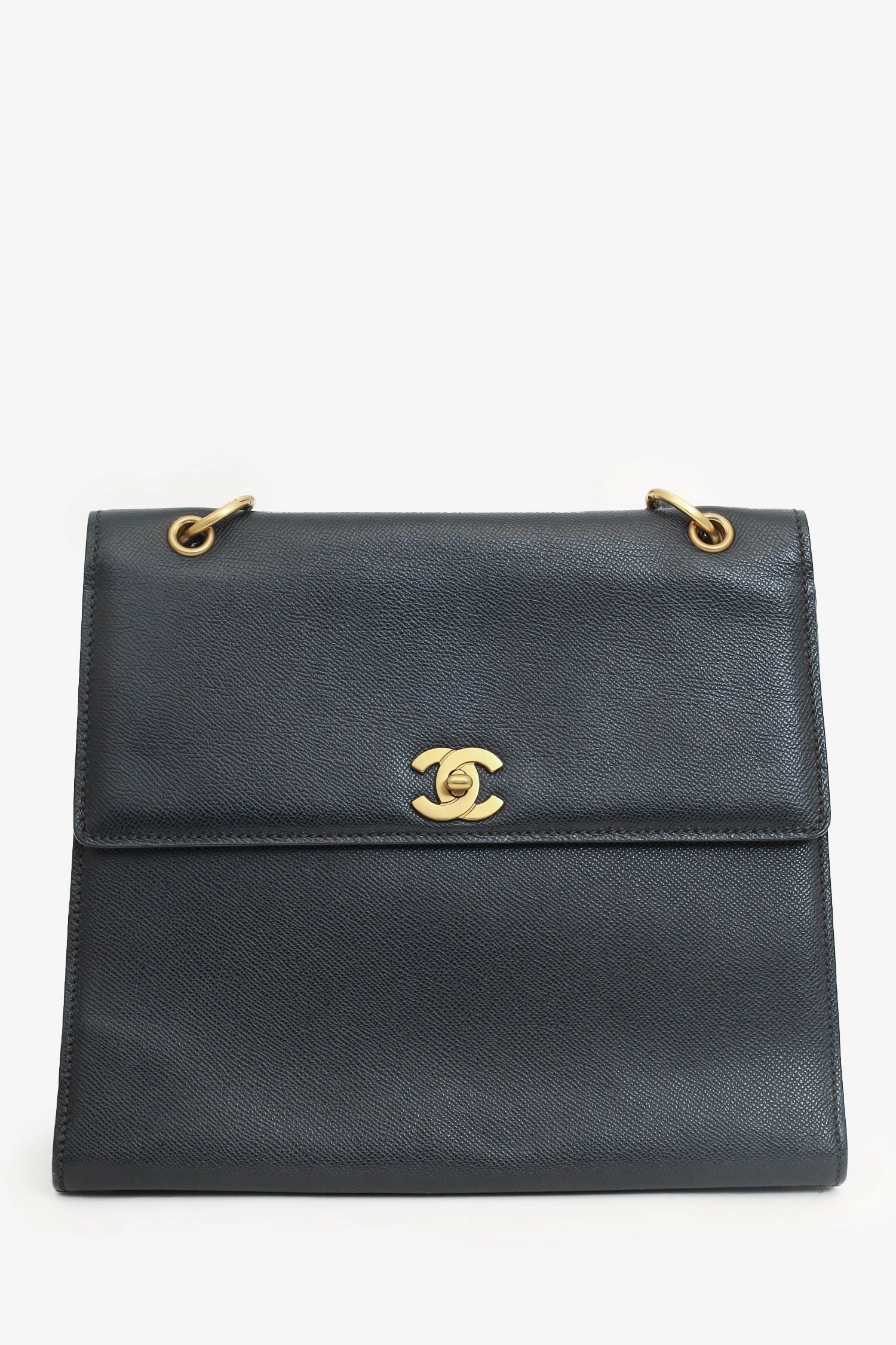 Pre-Loved Chanel? 1997-99 Black Caviar Leather Straight Flap Shoulder Bag