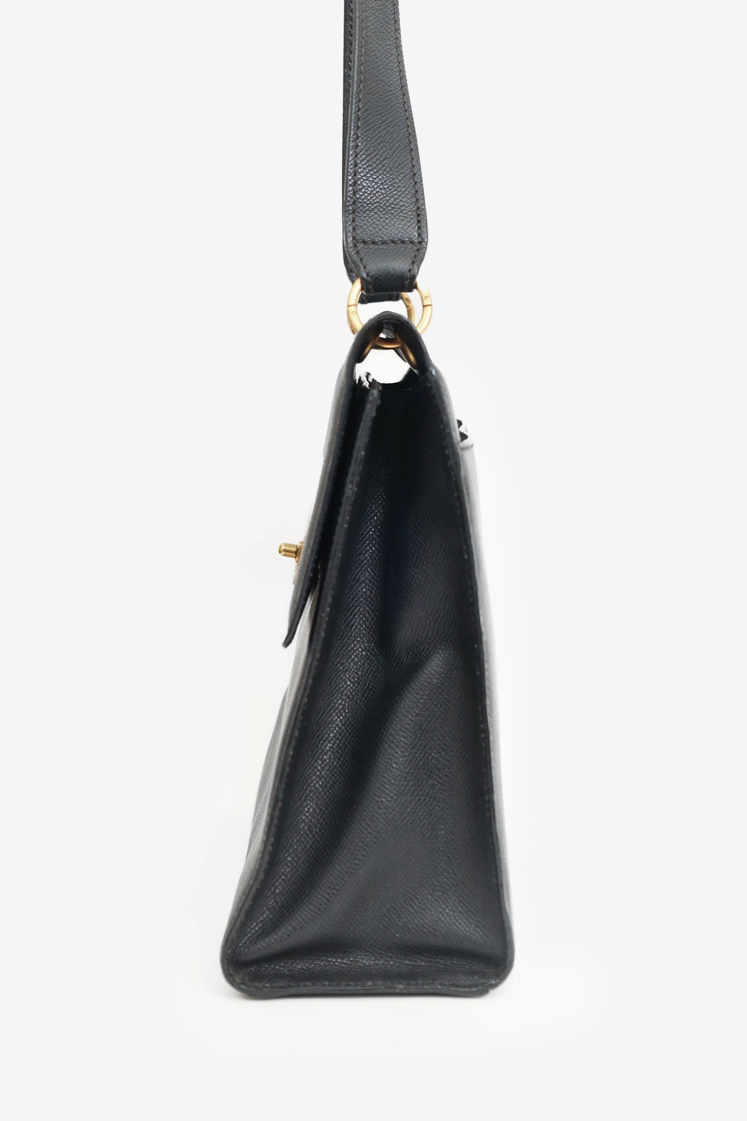 Pre-Loved Chanel? 1997-99 Black Caviar Leather Straight Flap Shoulder Bag