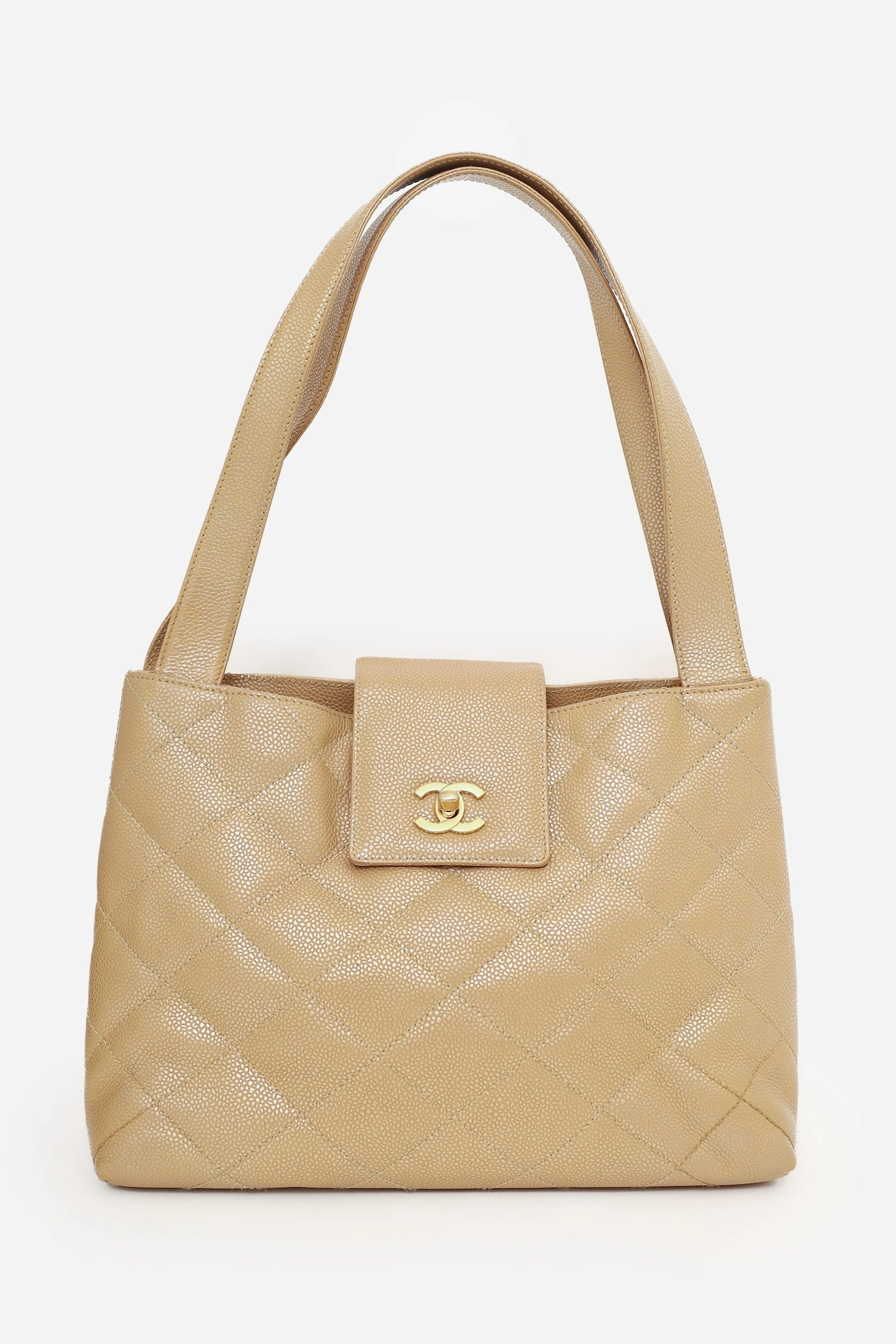 Pre-Loved Chanel? 2000-02 Beige Caviar Leather Coco Mark Shoulder Bag