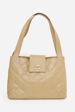 Pre-Loved Chanel? 2000-02 Beige Caviar Leather Coco Mark Shoulder Bag
