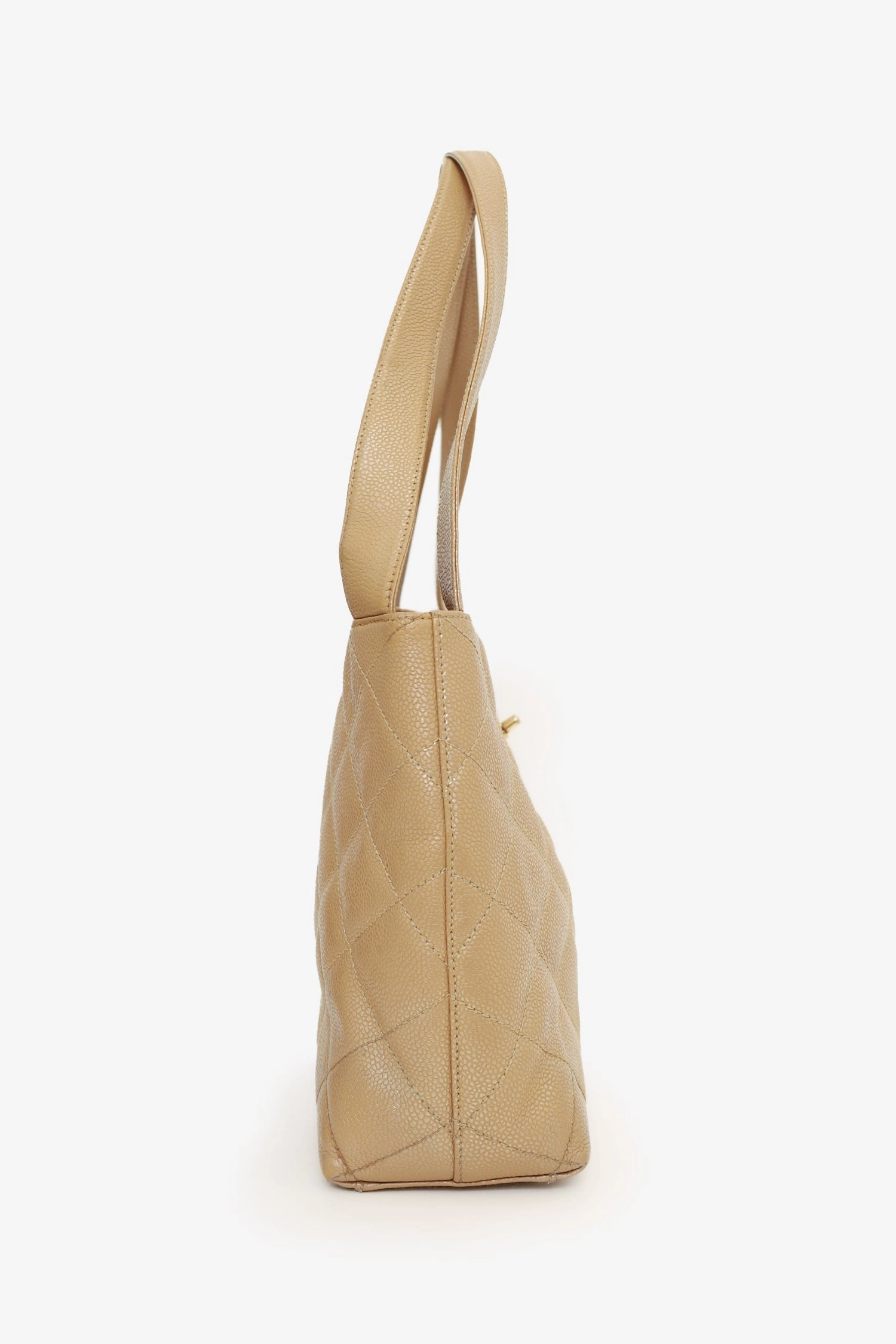 Pre-Loved Chanel? 2000-02 Beige Caviar Leather Coco Mark Shoulder Bag