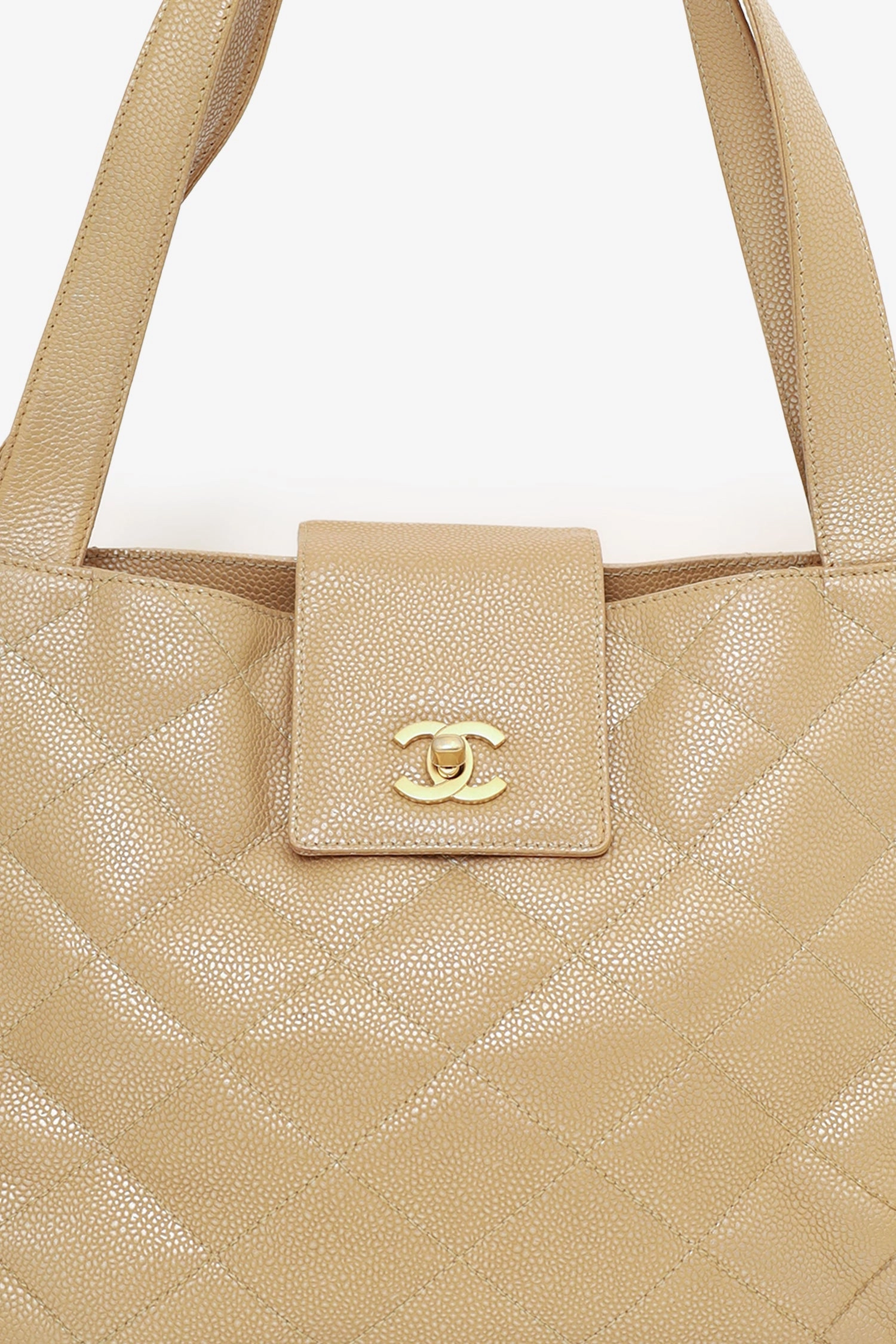 Pre-Loved Chanel? 2000-02 Beige Caviar Leather Coco Mark Shoulder Bag