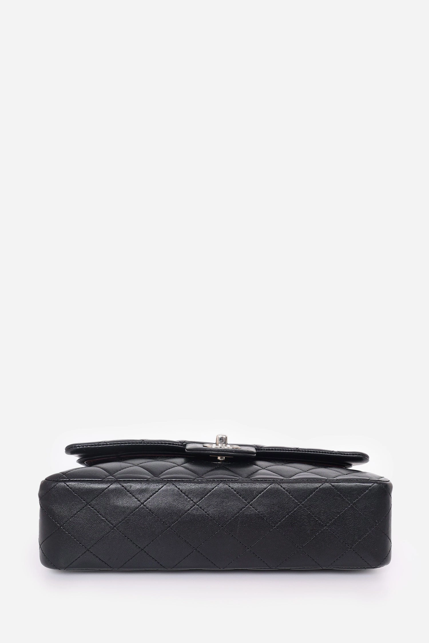 Pre-Loved Chanel 2009-10 Black Lambskin Quilted Medium Double Flap