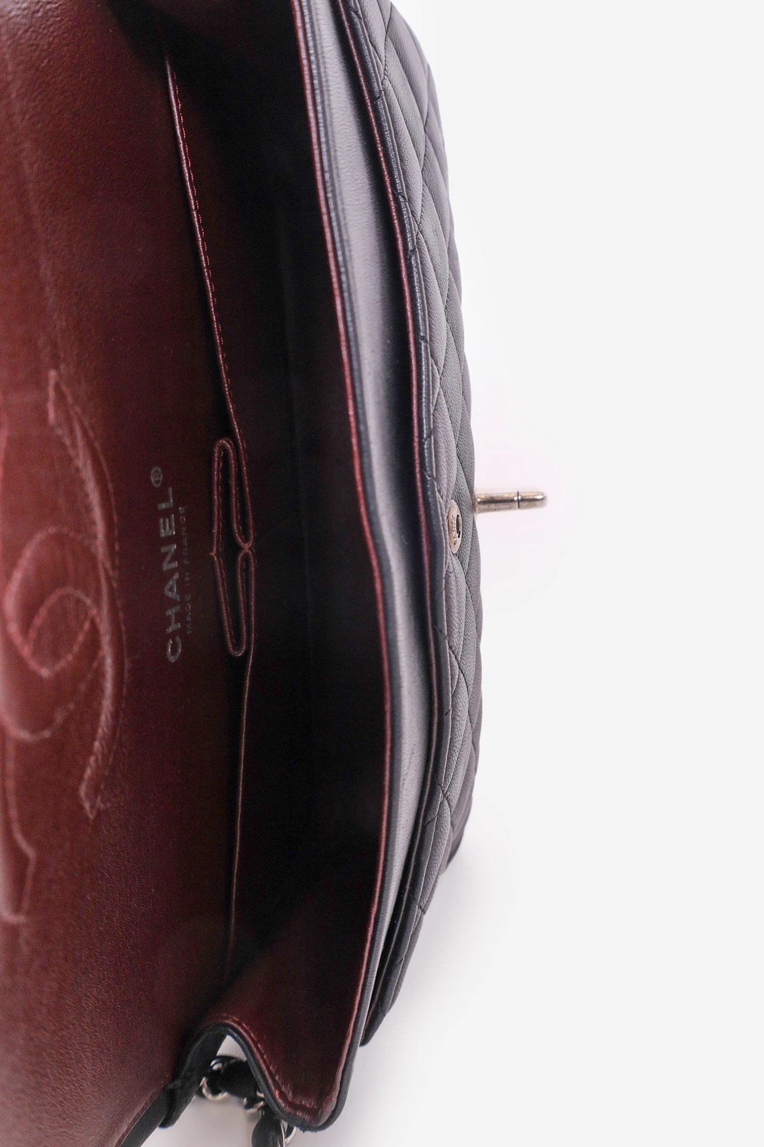 Pre-Loved Chanel 2009-10 Black Lambskin Quilted Medium Double Flap