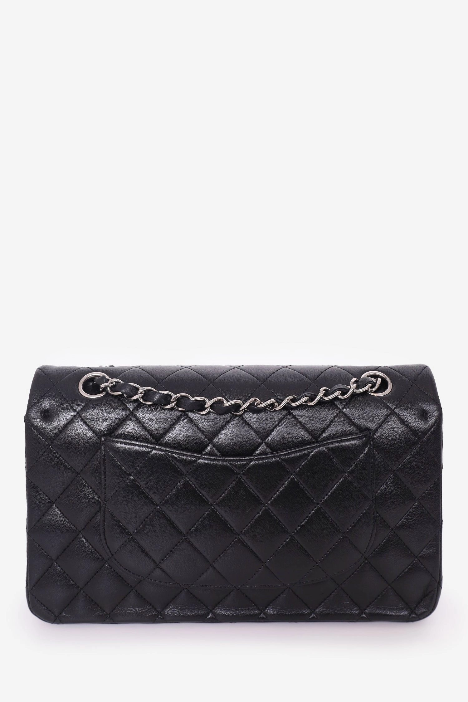 Pre-Loved Chanel 2009-10 Black Lambskin Quilted Medium Double Flap