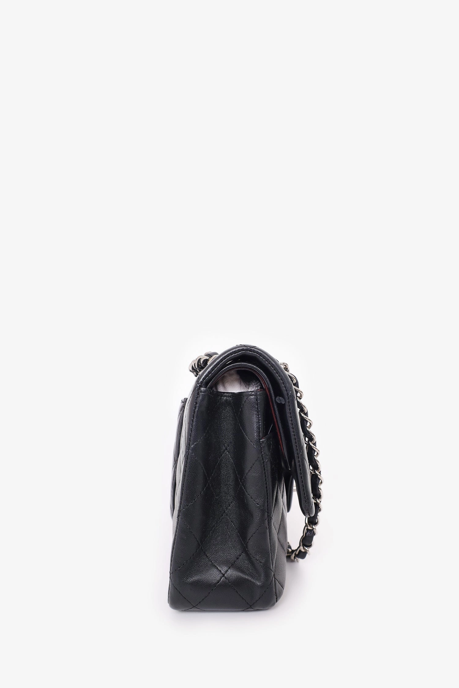 Pre-Loved Chanel 2009-10 Black Lambskin Quilted Medium Double Flap