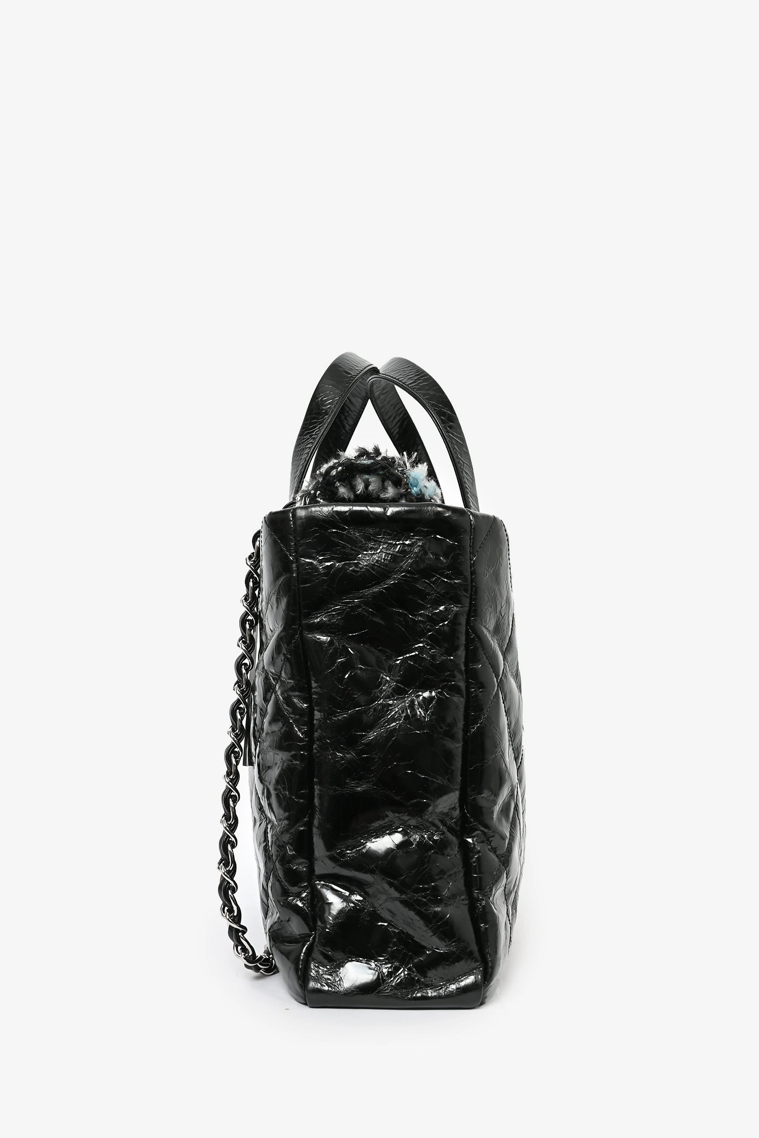 Pre-Loved Chanel? 2010/11 Black Glossy Calfskin Leather/Tweed Portobello Tote Bag