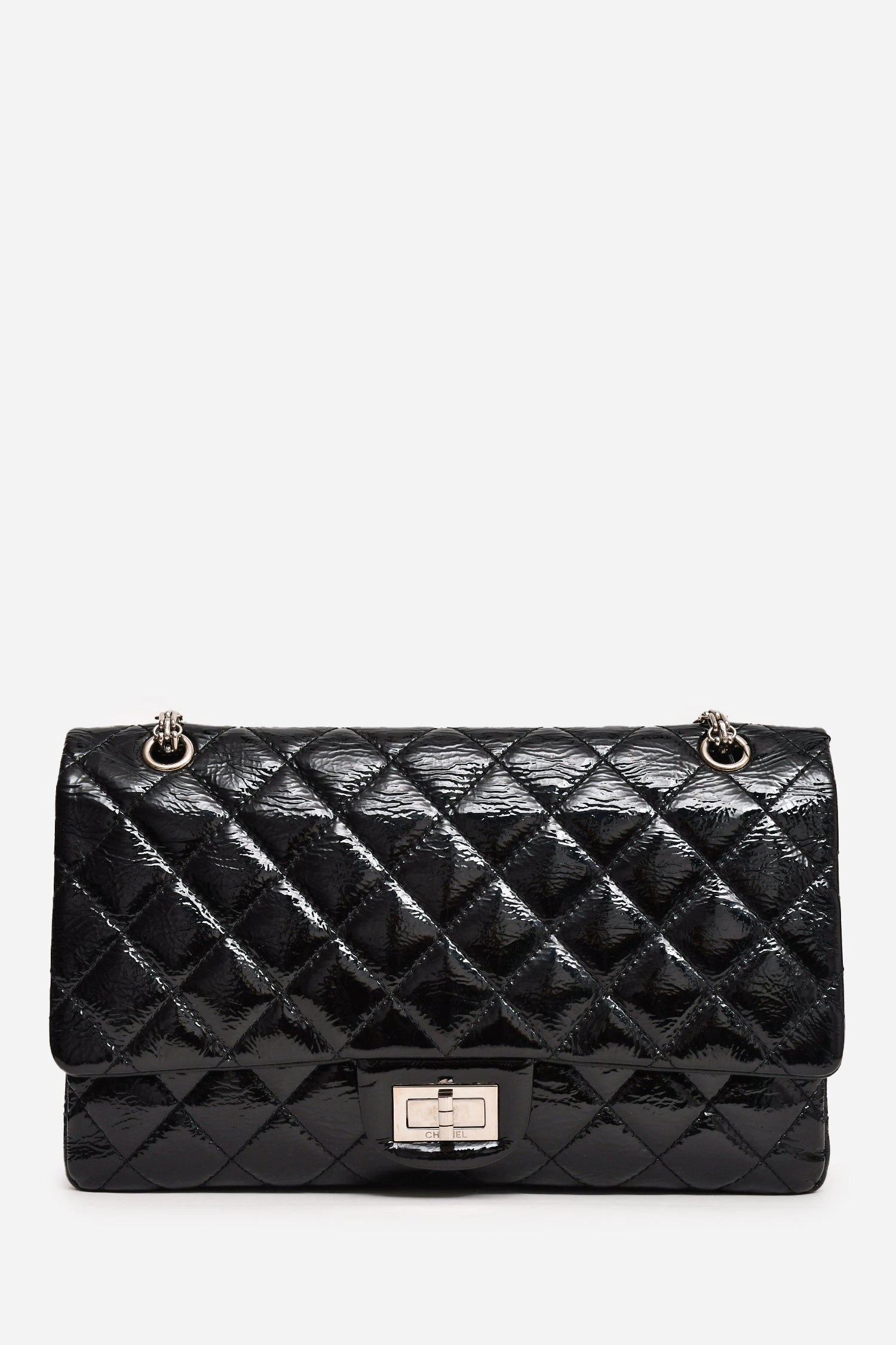 Pre-Loved Chanel? 2010-11 Black Patent Leather 2.55 Large 227 Flap Bag SHW