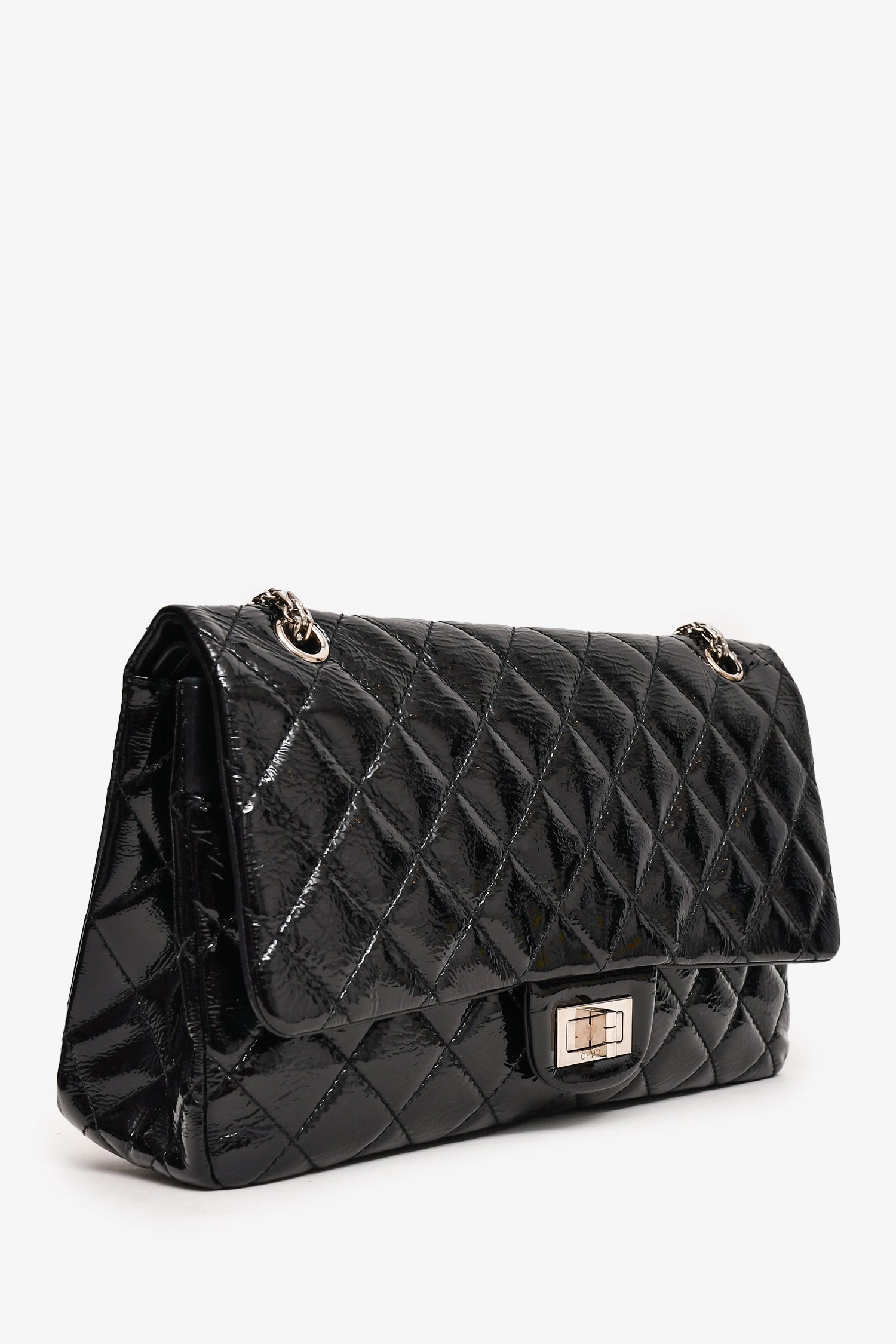 Pre-Loved Chanel? 2010-11 Black Patent Leather 2.55 Large 227 Flap Bag SHW