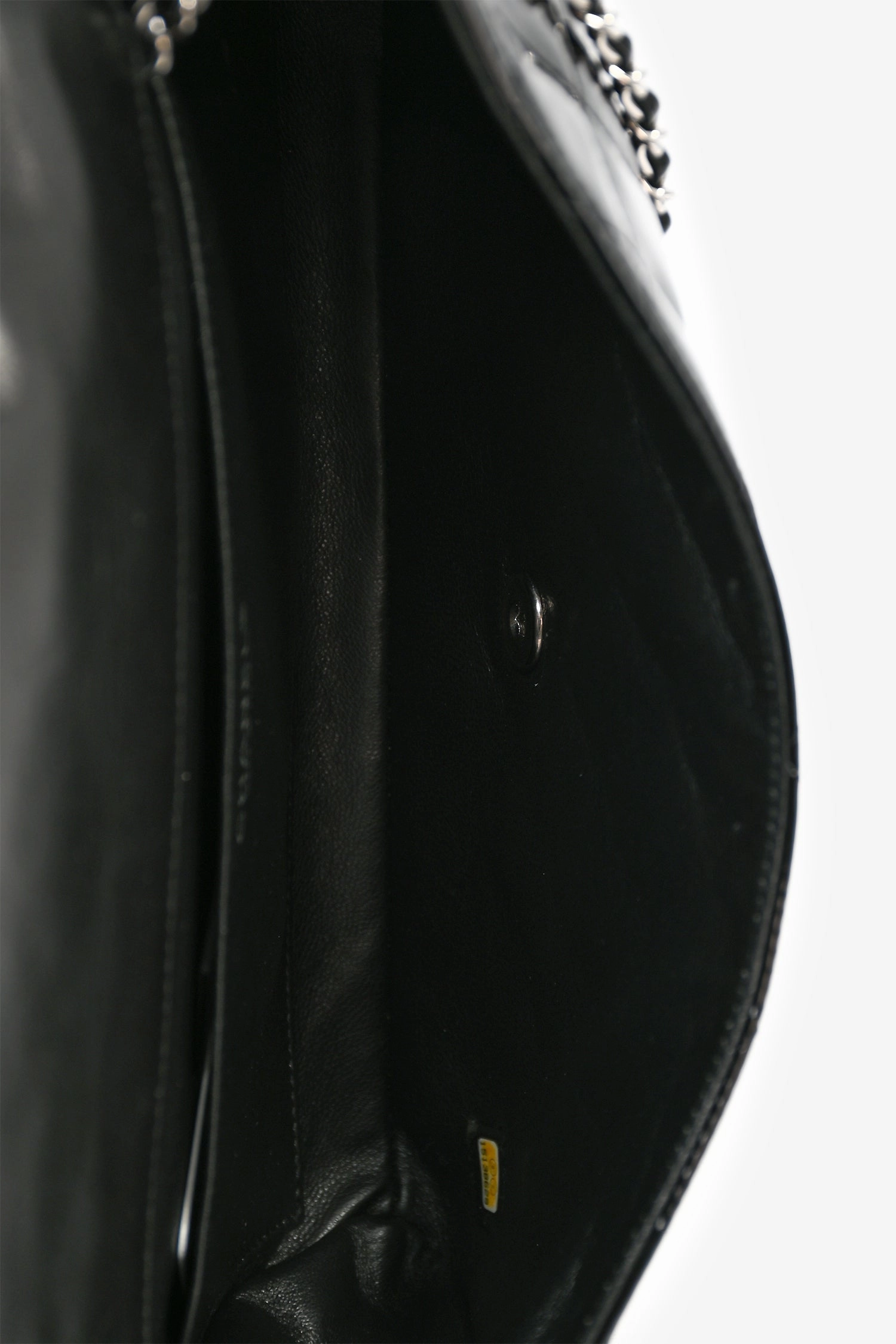 Pre-Loved Chanel? 2011/12 Black Patent Leather Classic Flap Clutch with Chain