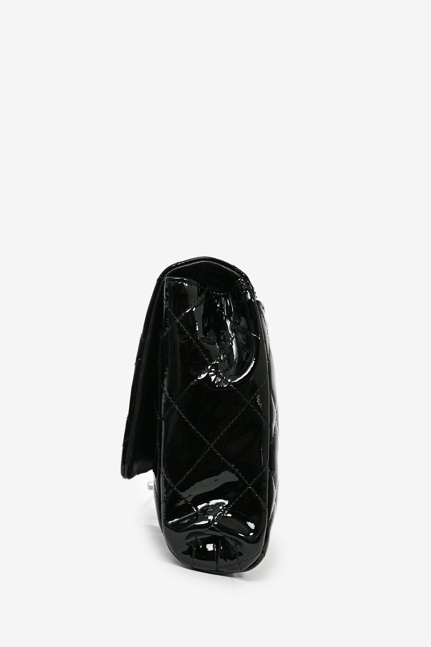 Pre-Loved Chanel? 2011/12 Black Patent Leather Classic Flap Clutch with Chain
