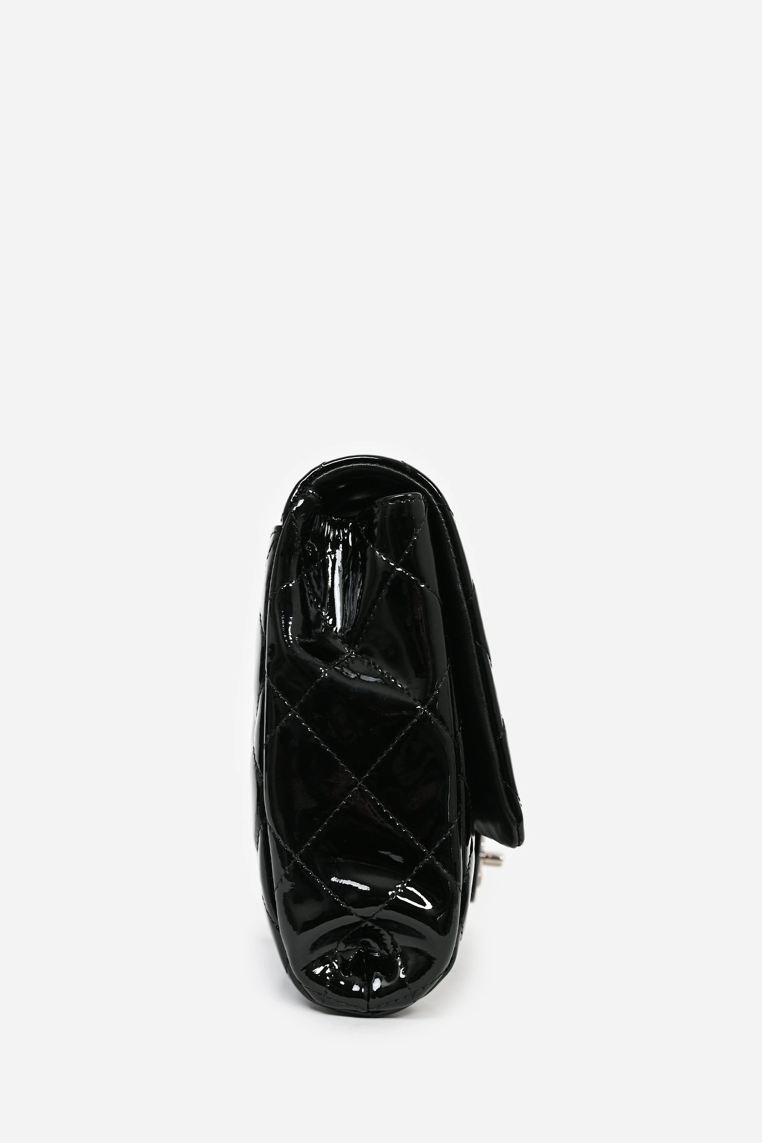 Pre-Loved Chanel? 2011/12 Black Patent Leather Classic Flap Clutch with Chain