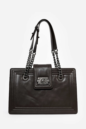 Pre-Loved Chanel? 2011 Grey Leather Reverso Boy Bag (As Is)
