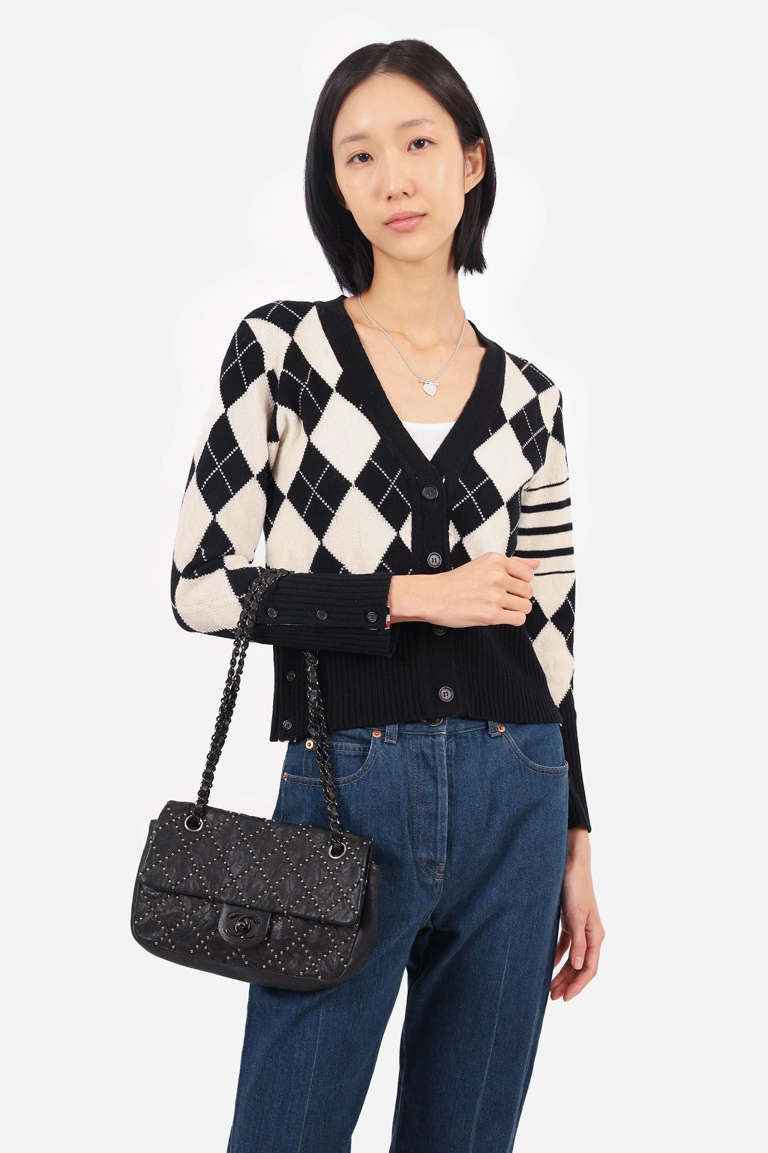 Pre-Loved Chanel? 2014 Collection Black Studded Metal Beauty Flap Bag