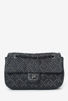 Pre-Loved Chanel? 2014 Collection Black Studded Metal Beauty Flap Bag