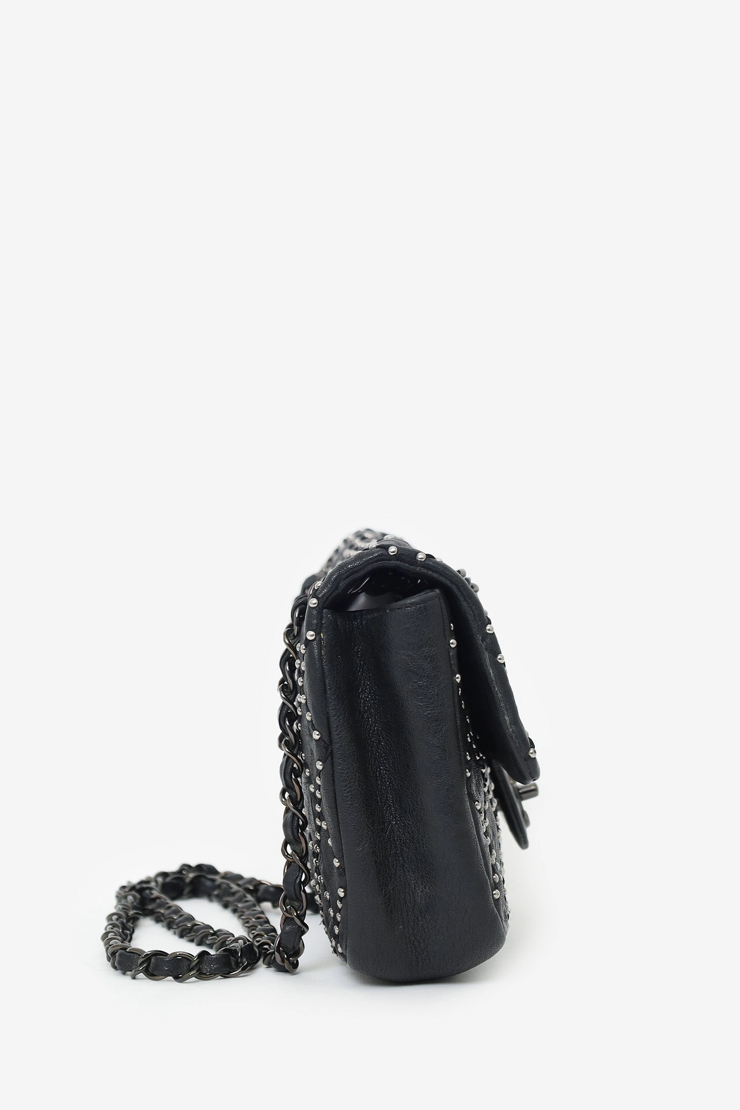 Pre-Loved Chanel? 2014 Collection Black Studded Metal Beauty Flap Bag
