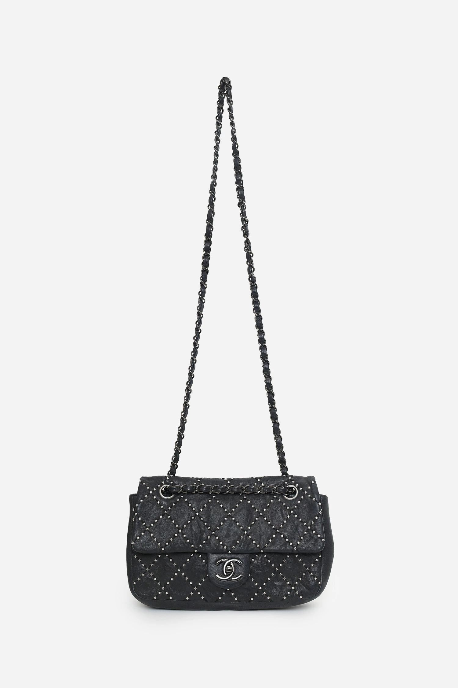 Pre-Loved Chanel? 2014 Collection Black Studded Metal Beauty Flap Bag