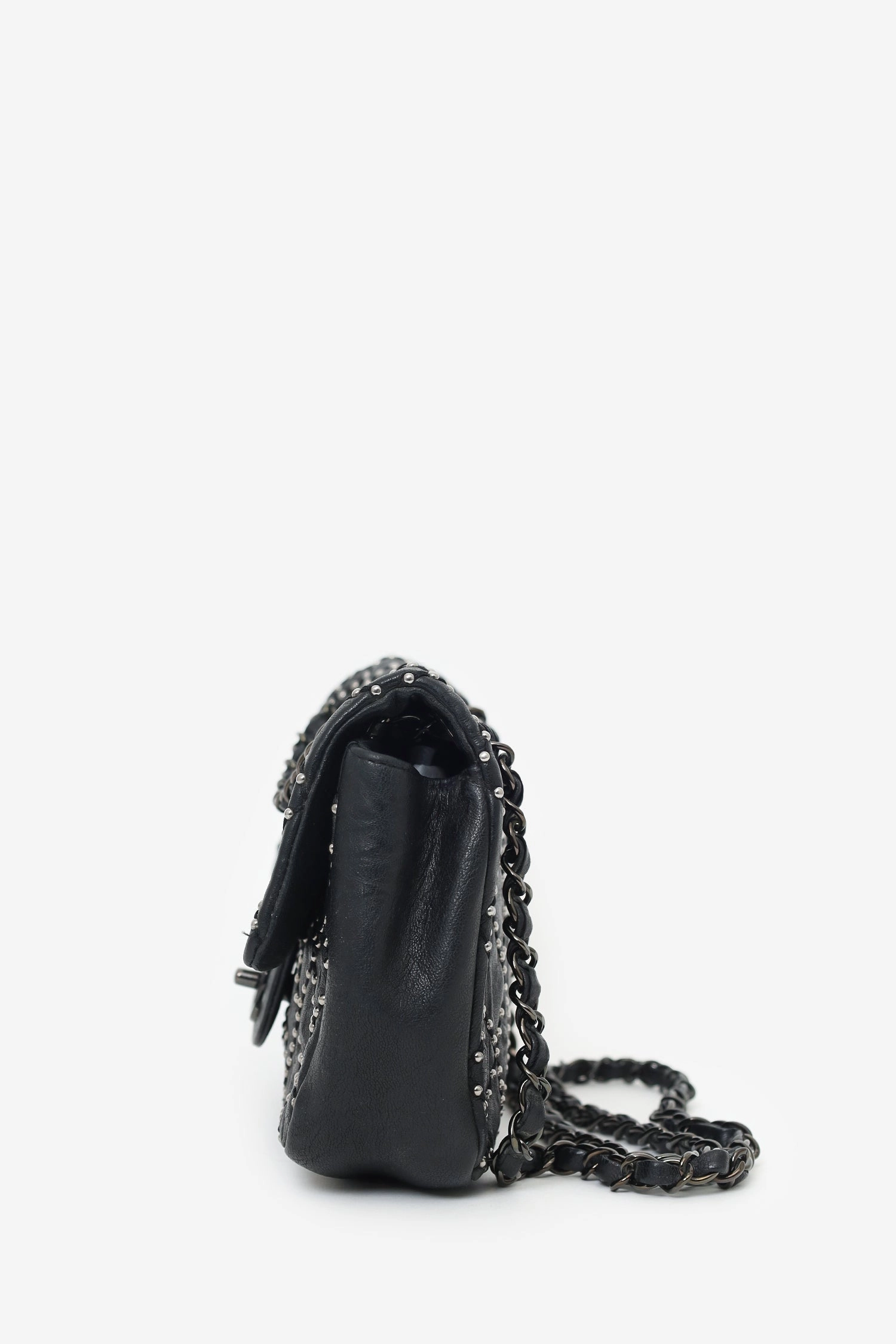 Pre-Loved Chanel? 2014 Collection Black Studded Metal Beauty Flap Bag