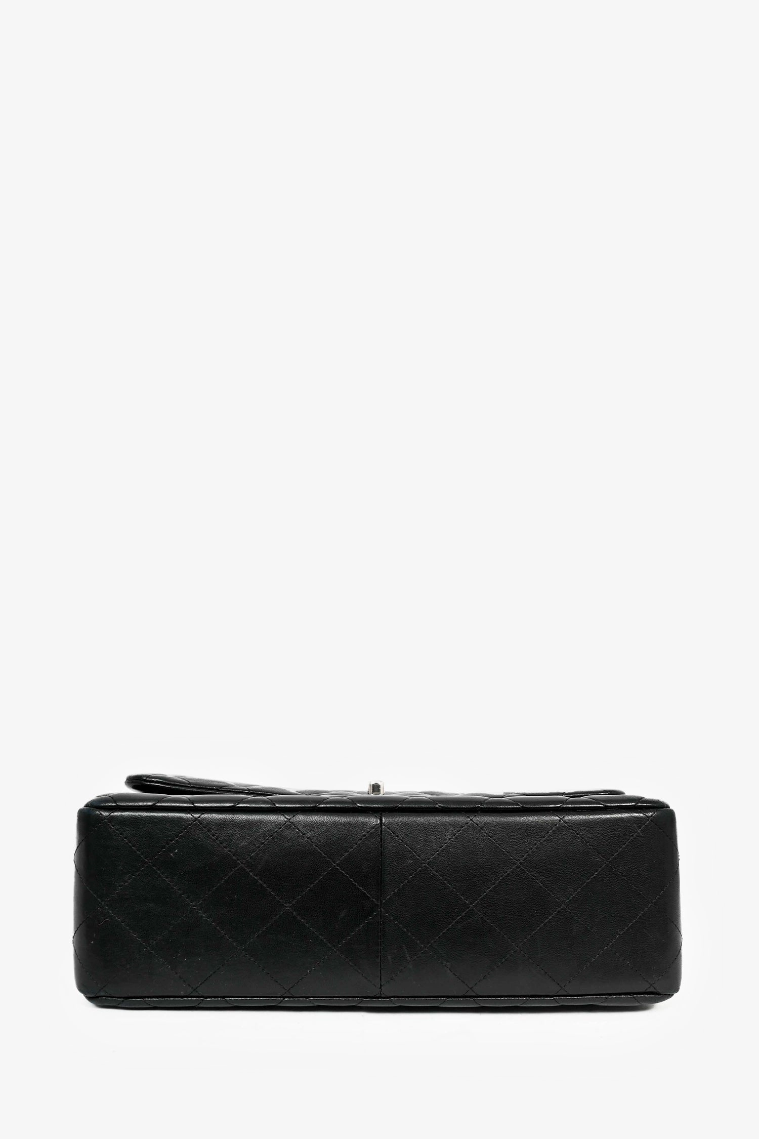 Pre-Loved Chanel? 2015-16 Black Lambskin Leather Quilted Large Double Flap