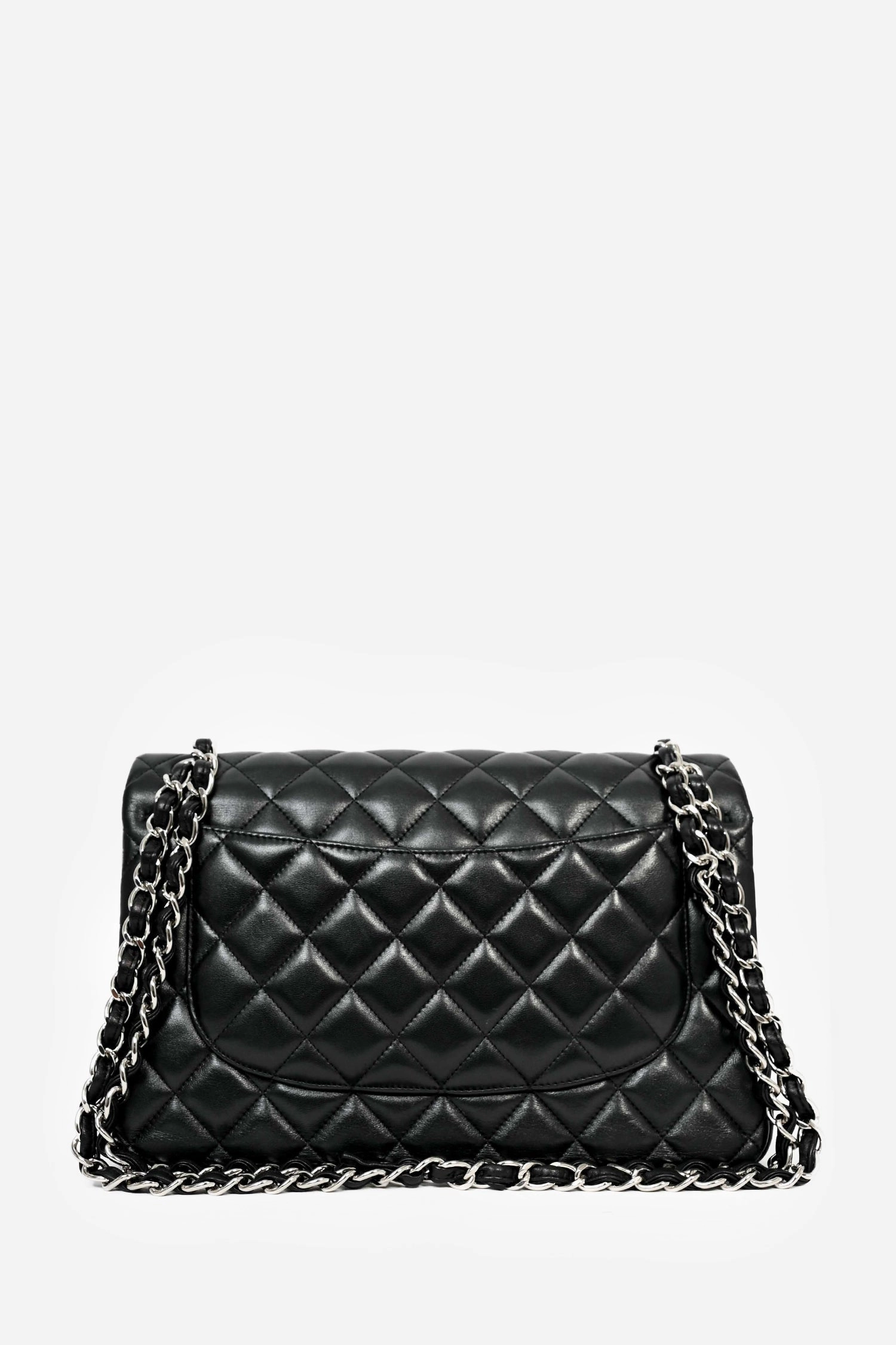 Pre-Loved Chanel? 2015-16 Black Lambskin Leather Quilted Large Double Flap