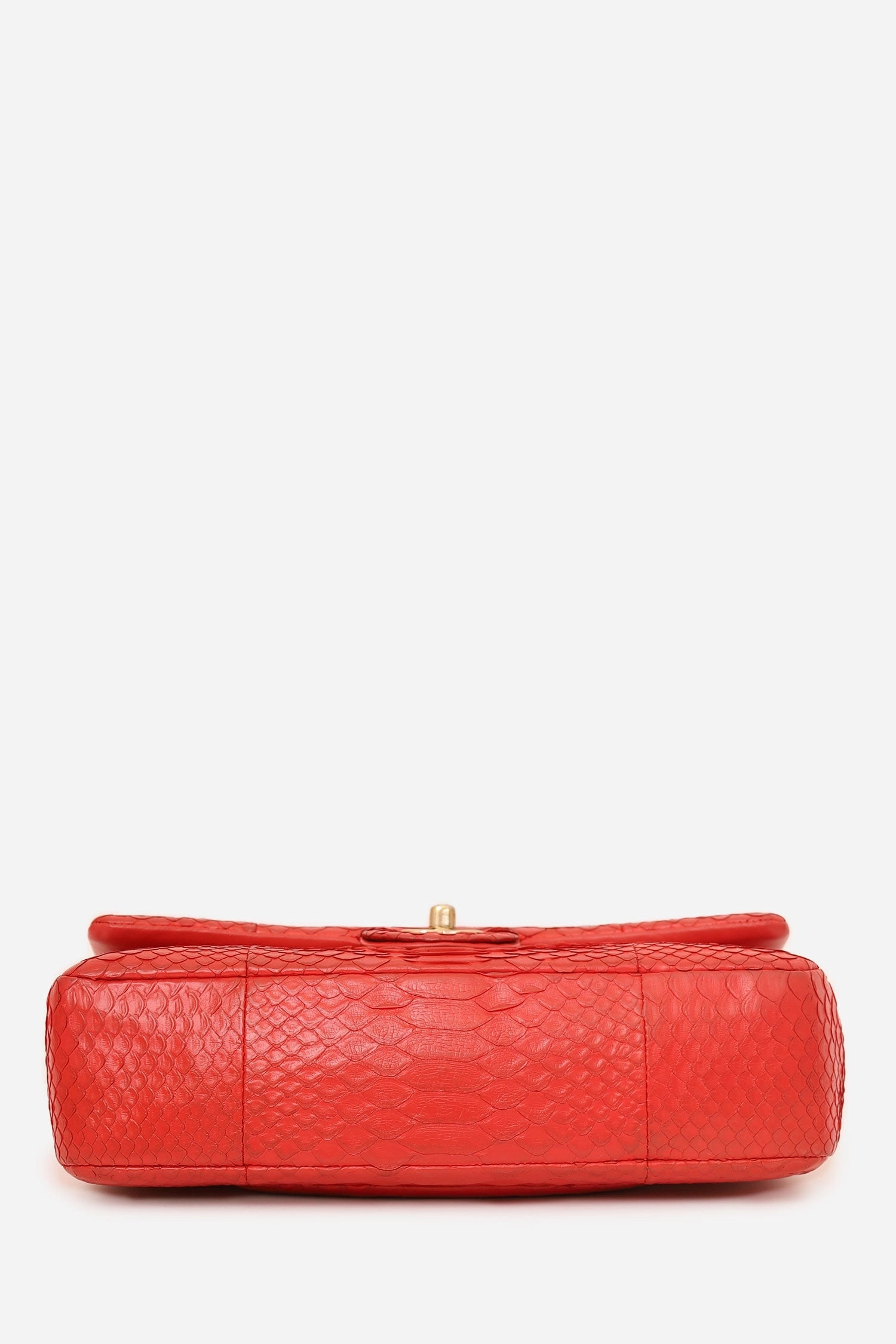 Pre-Loved Chanel? 2016-17 Red Python Leather Medium Double Flap Bag