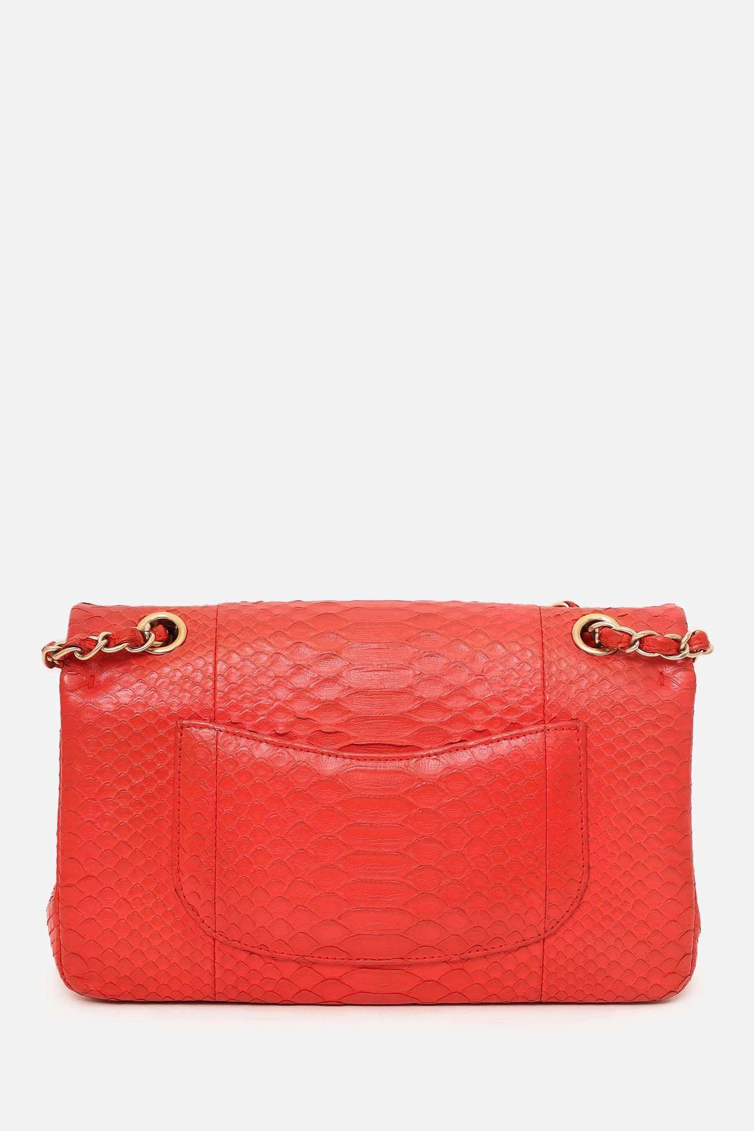 Pre-Loved Chanel? 2016-17 Red Python Leather Medium Double Flap Bag