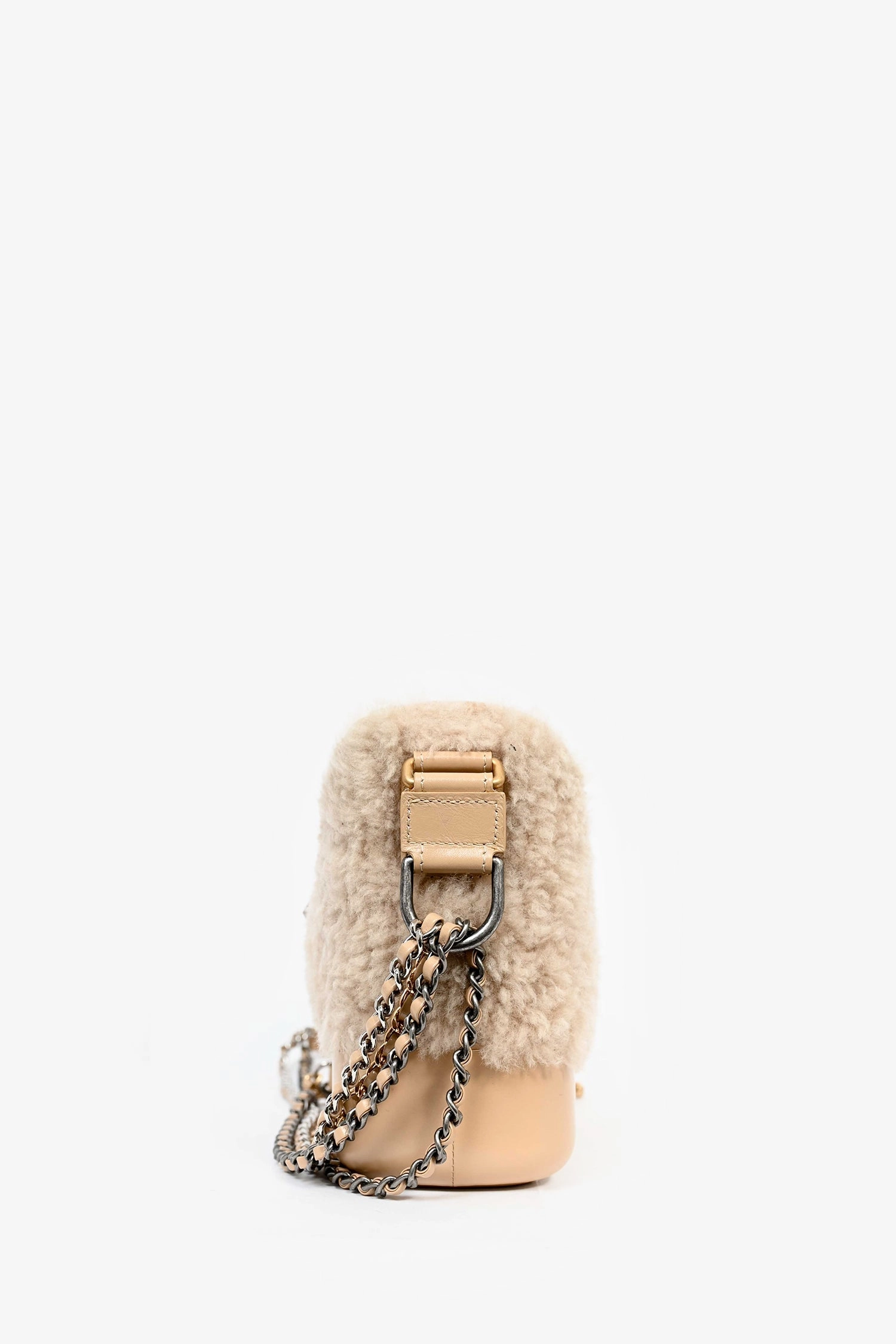 Pre-Loved Chanel? 2017-18 Beige Shearling/Leather Small Gabrielle Crossbody