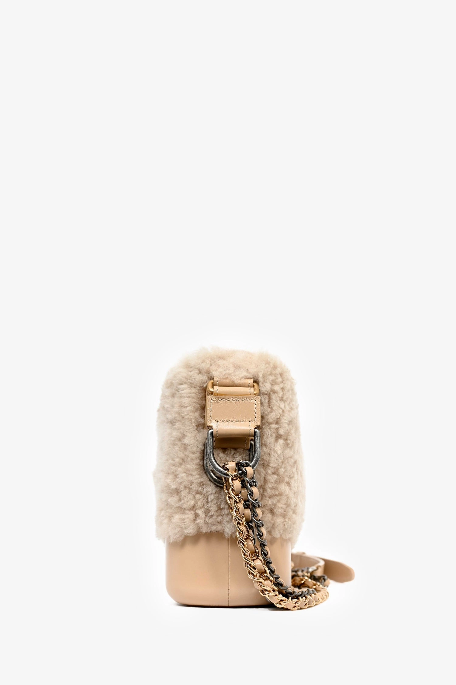 Pre-Loved Chanel? 2017-18 Beige Shearling/Leather Small Gabrielle Crossbody