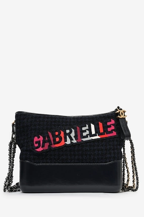 Pre-loved Chanel? 2017 Navy/Black Tweed Hobo Large Gabrielle Crossbody Bag