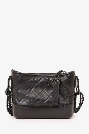 Pre-Loved Chanel? 2019 So Black Quilted Leather Small Gabrielle Crossbody Bag