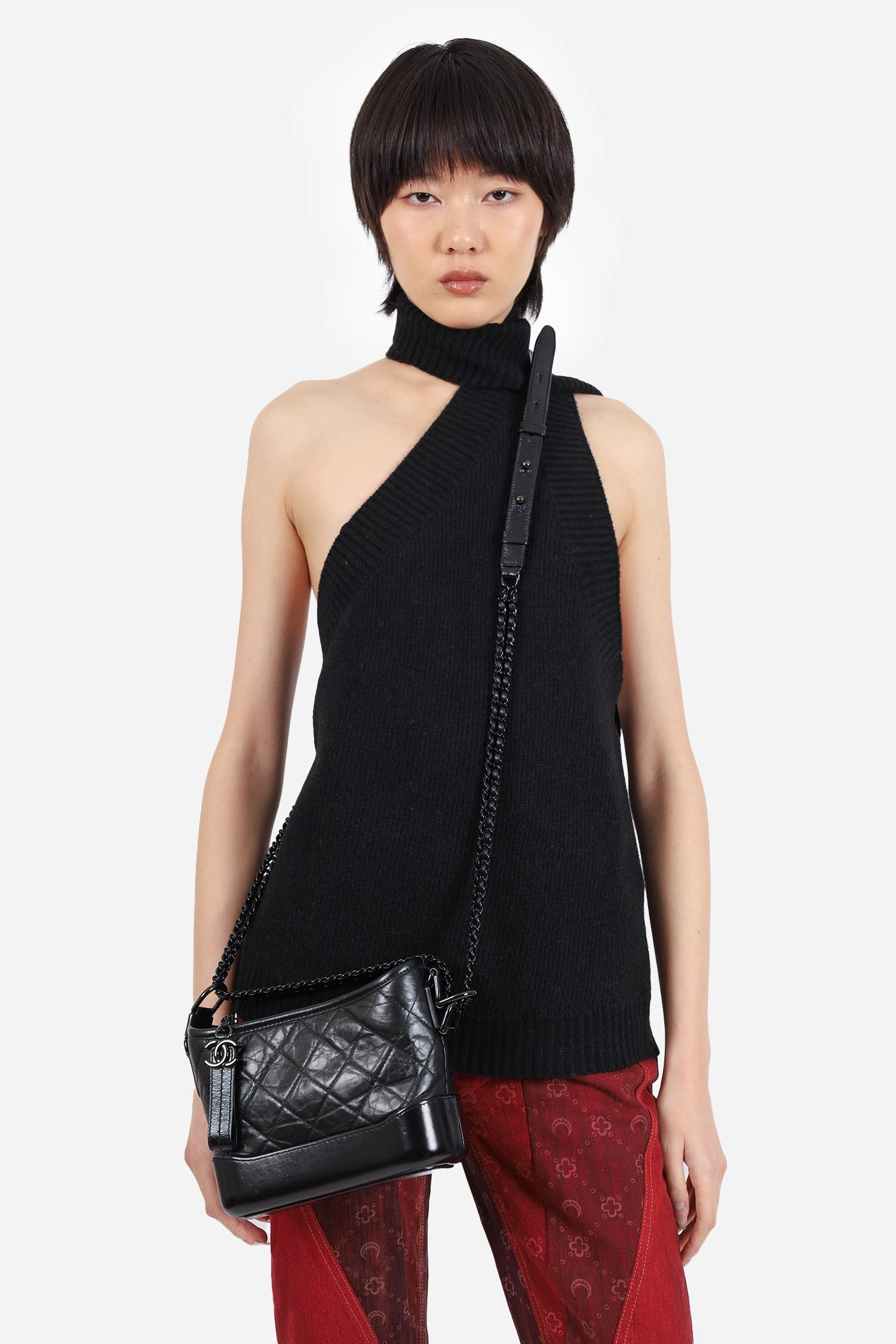 Pre-Loved Chanel? 2019 So Black Quilted Leather Small Gabrielle Crossbody Bag