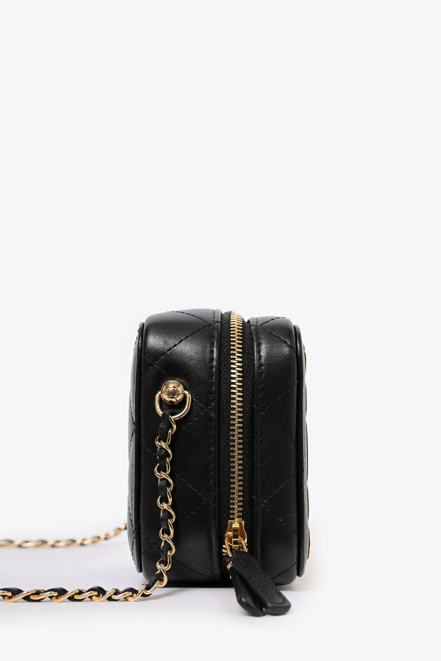 Pre-Loved Chanel? 2021 Black Leather Gold CC Plate Mini Vanity Crossbody