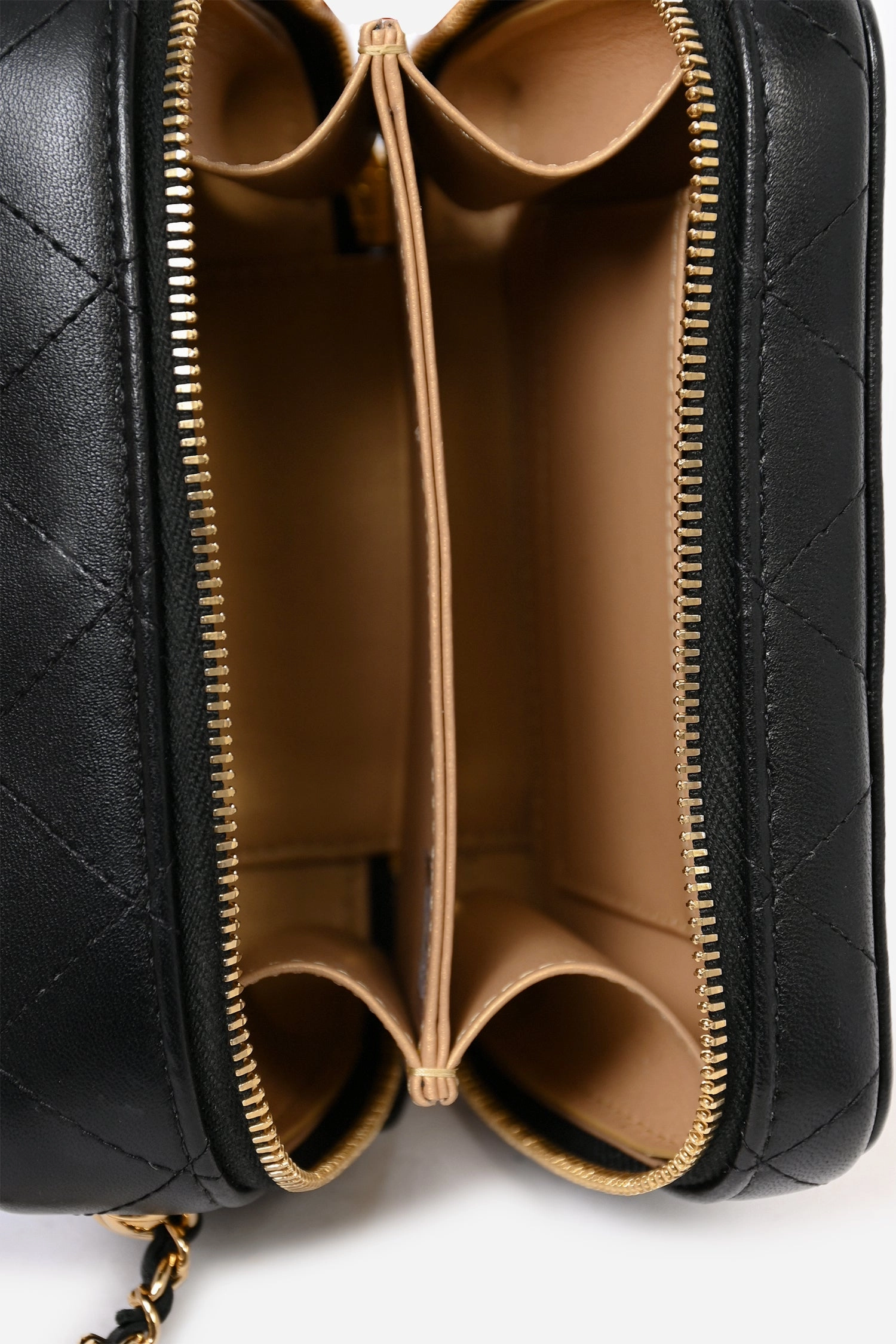 Pre-Loved Chanel? 2021 Black Leather Gold CC Plate Mini Vanity Crossbody