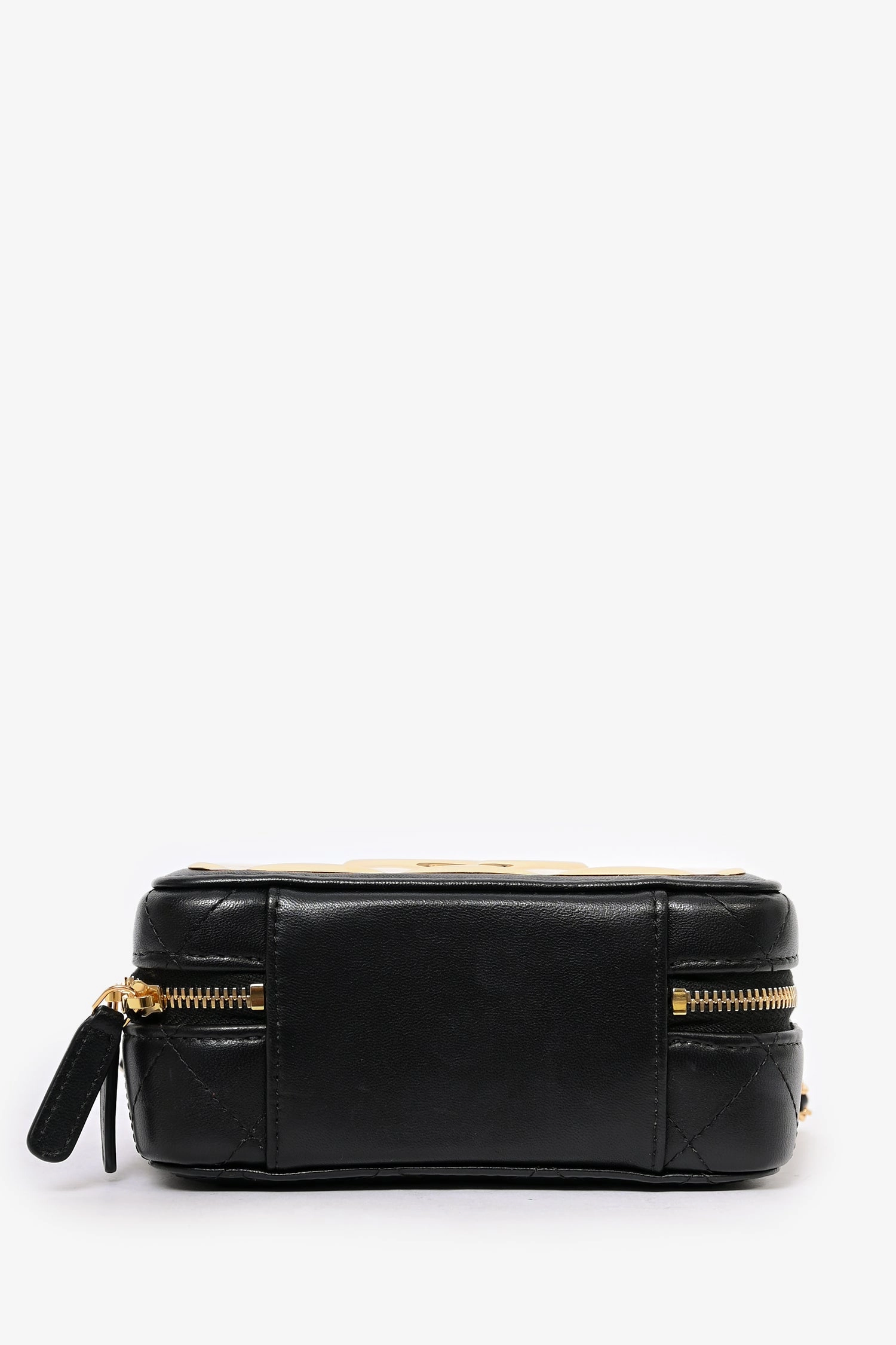 Pre-Loved Chanel? 2021 Black Leather Gold CC Plate Mini Vanity Crossbody