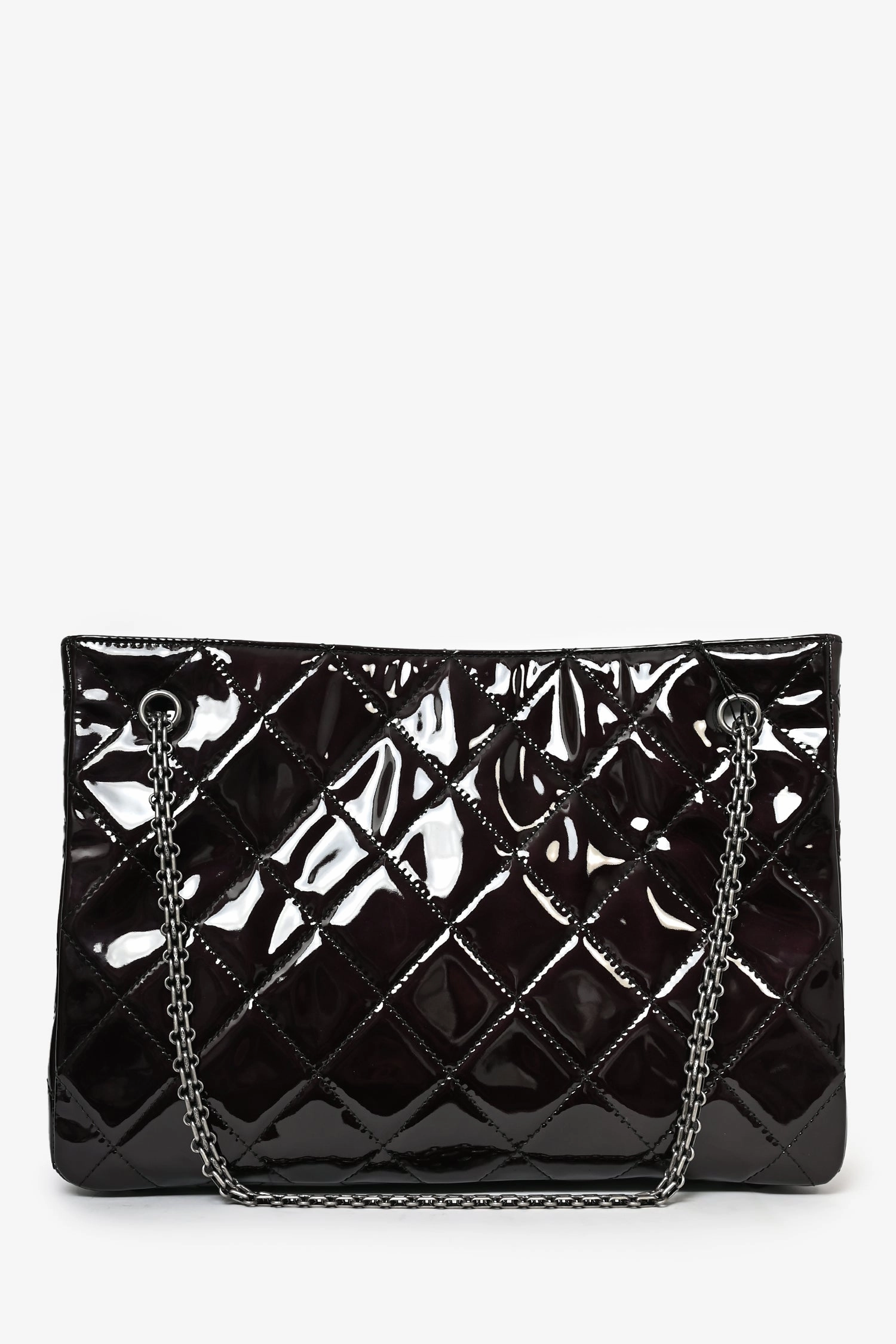 Pre-Loved Chanel?  2011/12 Black Patent Quilted Leather 2.55 Reissue Tote Bag