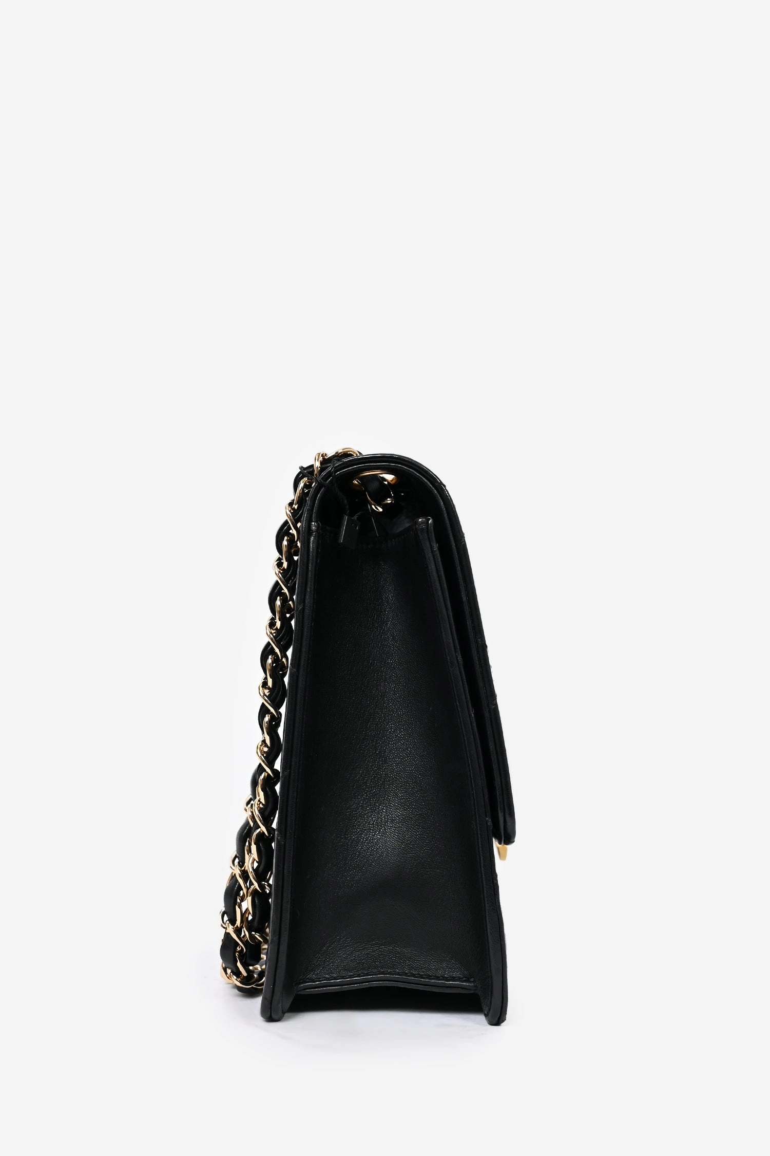 Pre-Loved Chanel? Black Lambskin 2013/14 CC Golden Class Large Flap Shoulder Bag