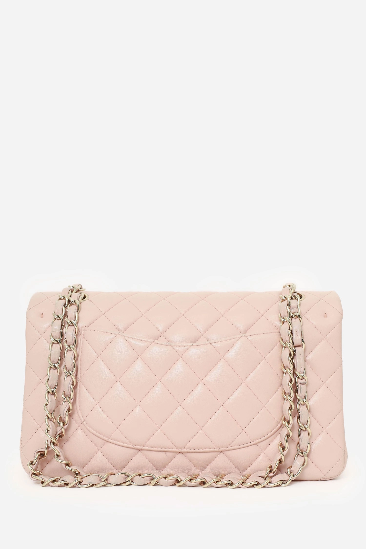 Pre-Loved Chanel? Light Pink Lambskin Medium Classic Double Flap Bag 'Refurbished'