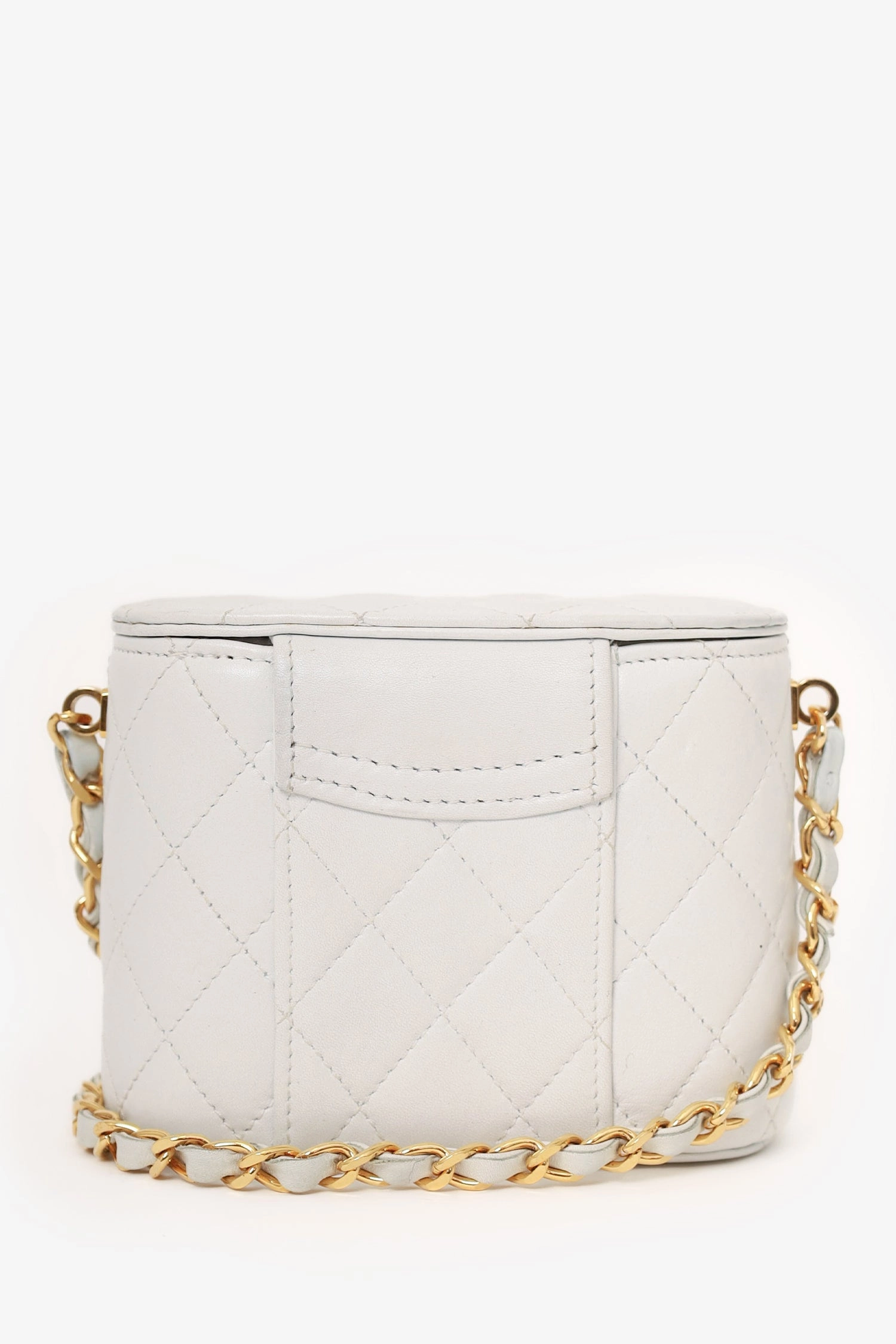 Pre-Loved Chanel? Vintage 1991-94 White Quilted Lambskin Vanity Case
