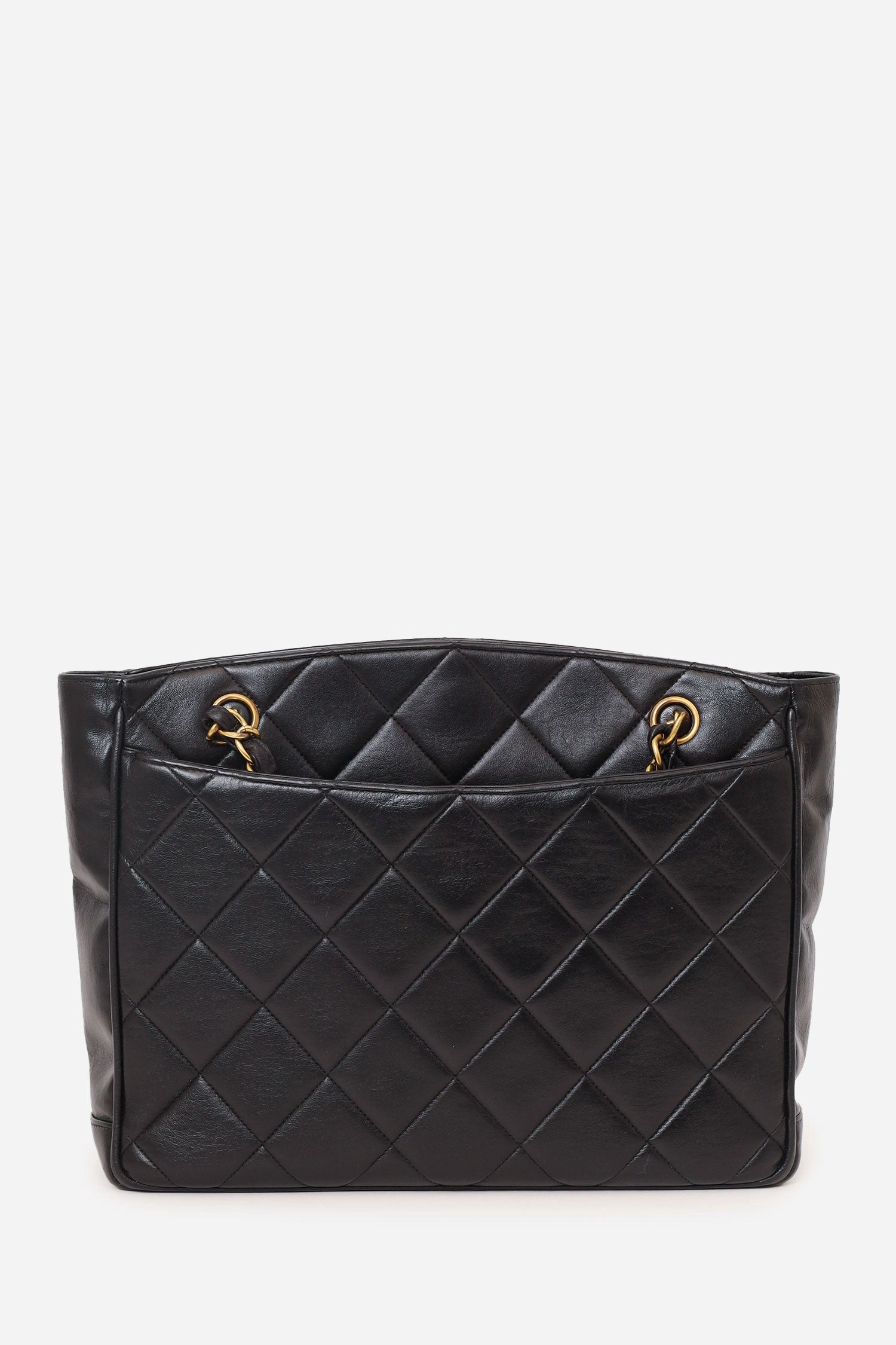 Pre-Loved Chanel? Vintage Black Quilted Lambskin CC Tote Bag